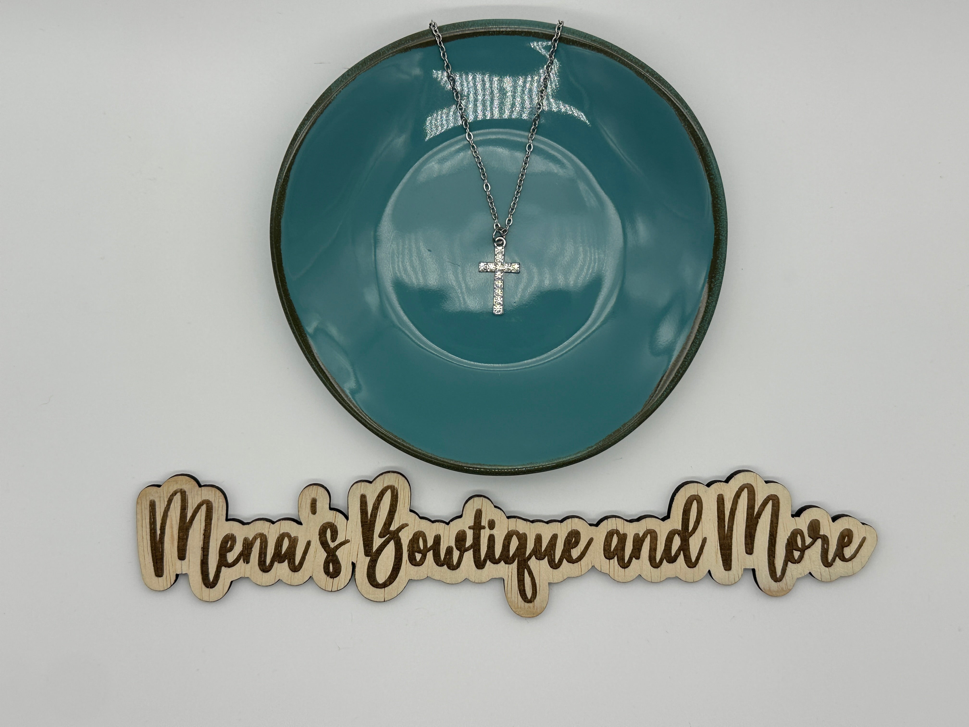 Cross Cubic Zirconia Necklaces & Earrings Assortment- Silver