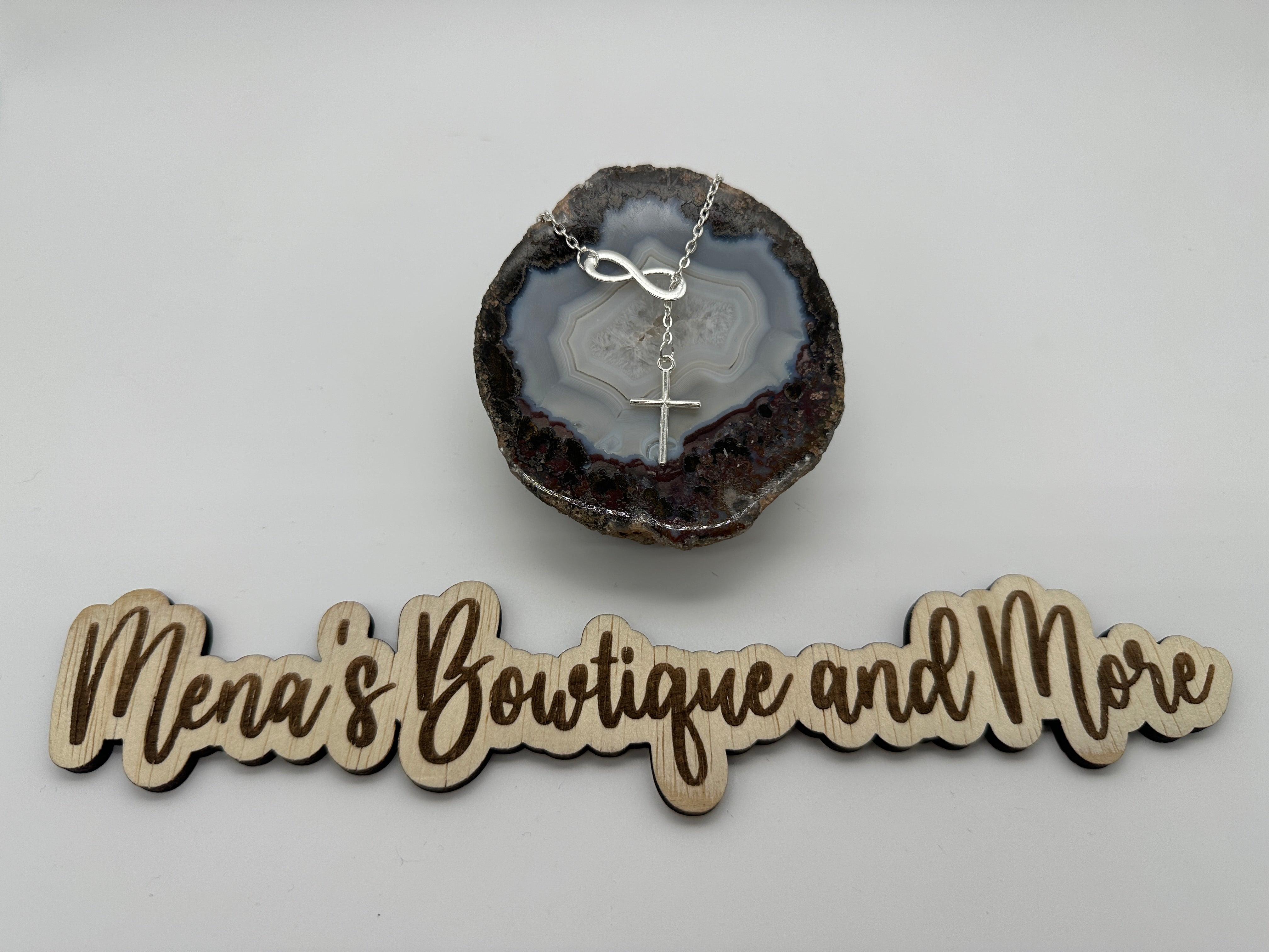 Infinity Cross Necklace- Silver