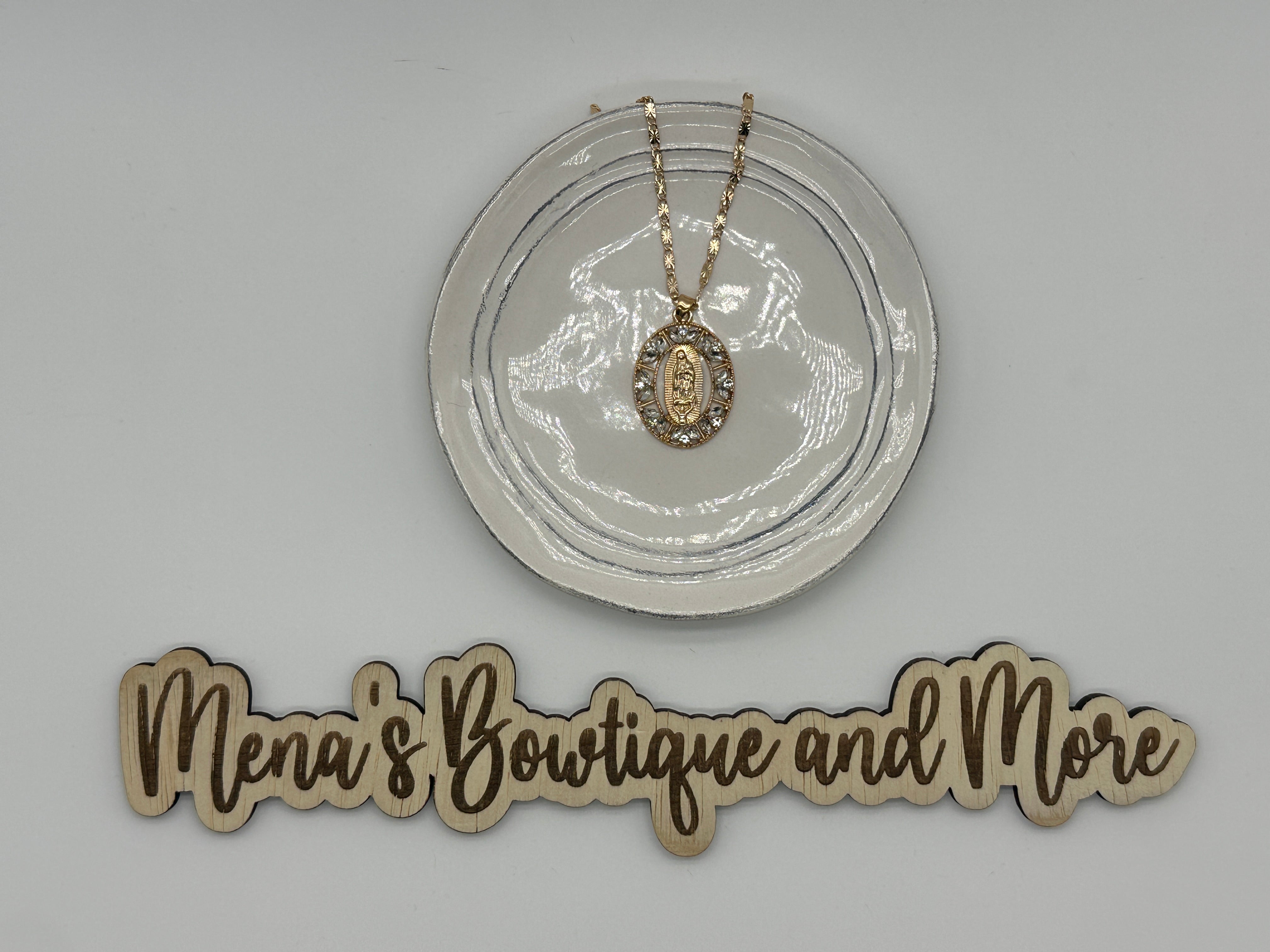 Virgen de Guadalupe Pedals Necklace- Gold