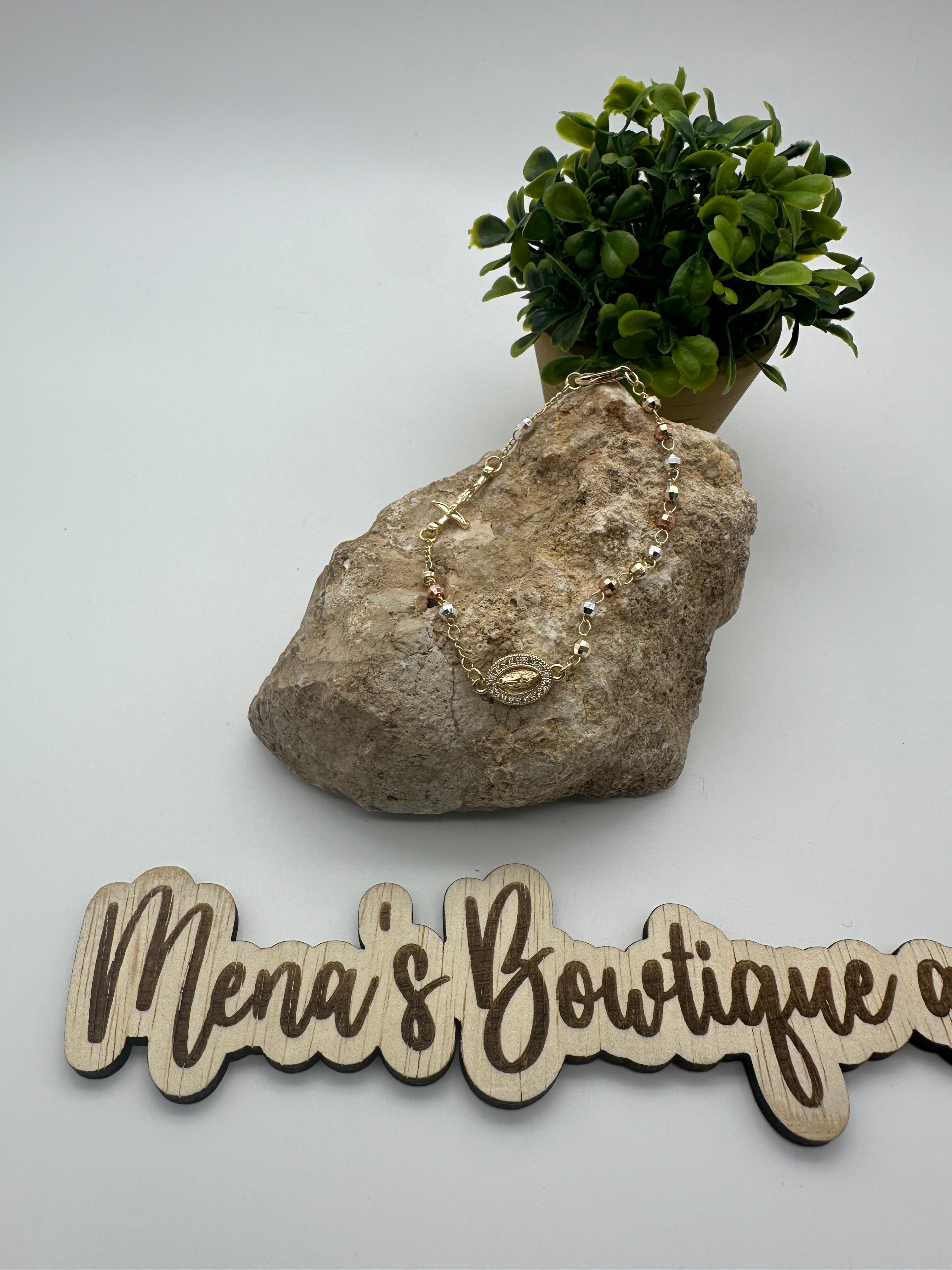 Virgen de Guadalupe Decade Rosary Bracelet- Gold