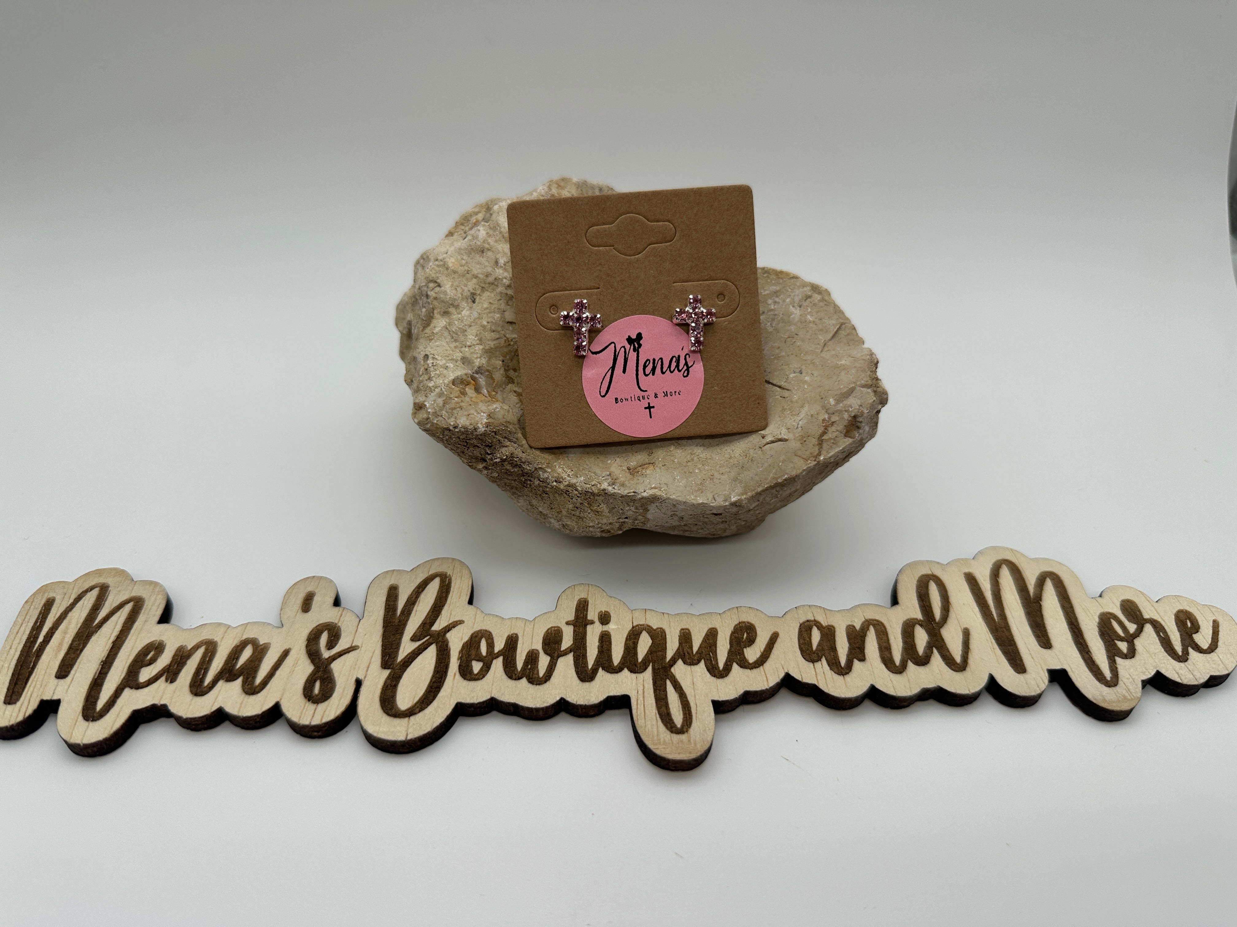 Jesus Rhinestone Stud Earrings- Silver