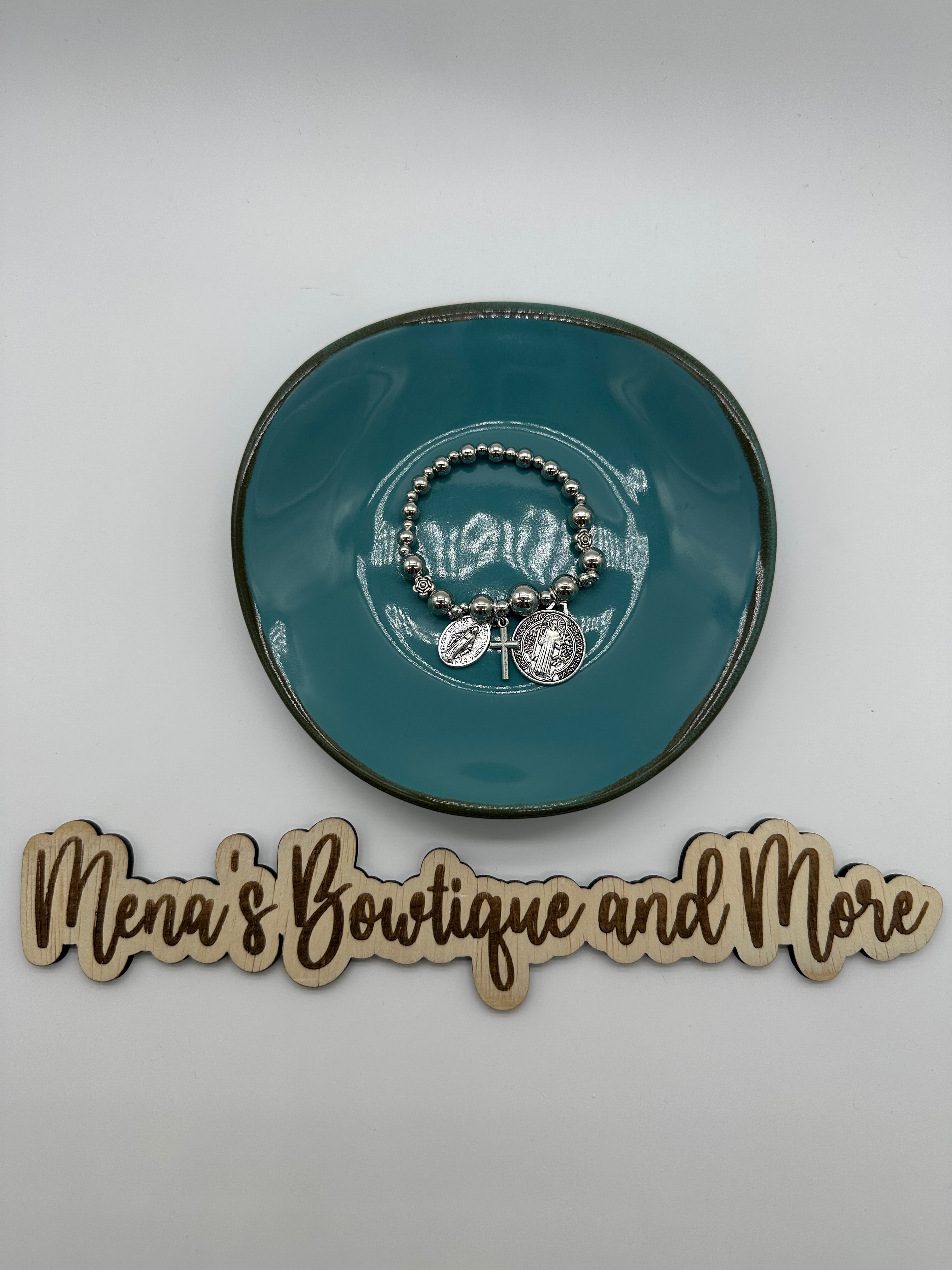 St. Benedict Beaded Bracelet- Silver