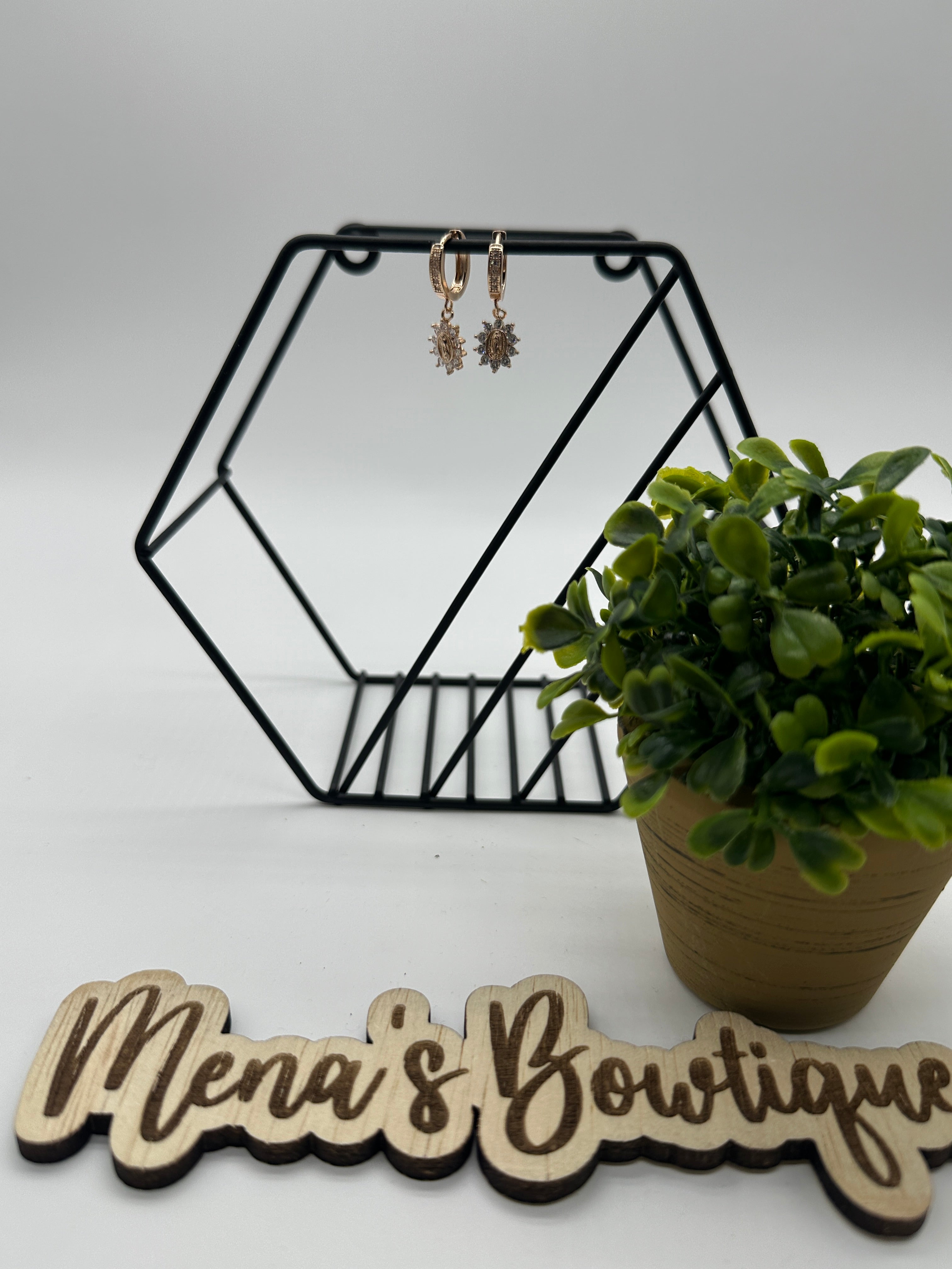 Virgen de Guadalupe Rays Dangle Earrings- Gold