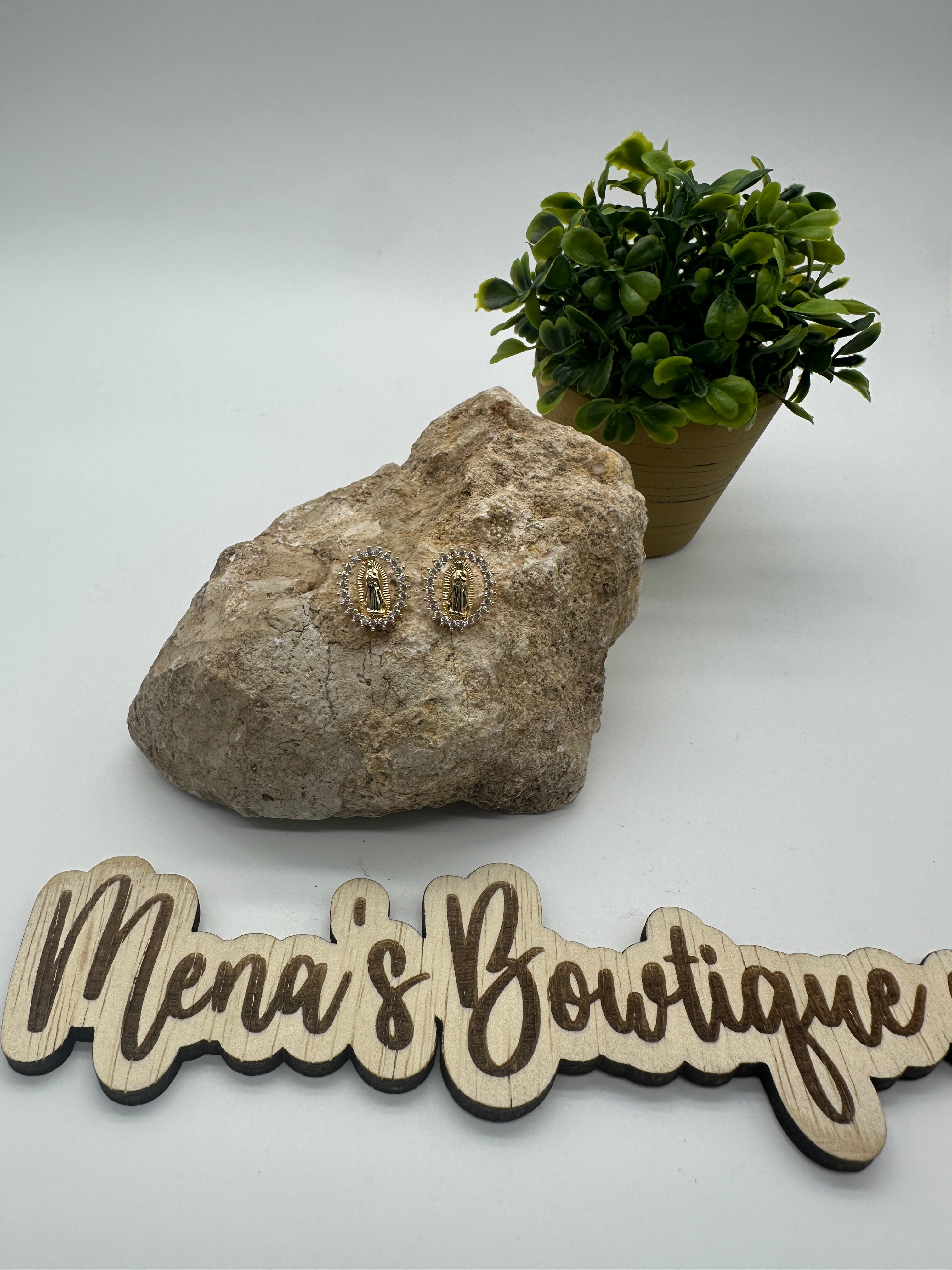 Virgen de Guadalupe- Cubic Zirconia Necklaces & Earrings Assortment- Gold