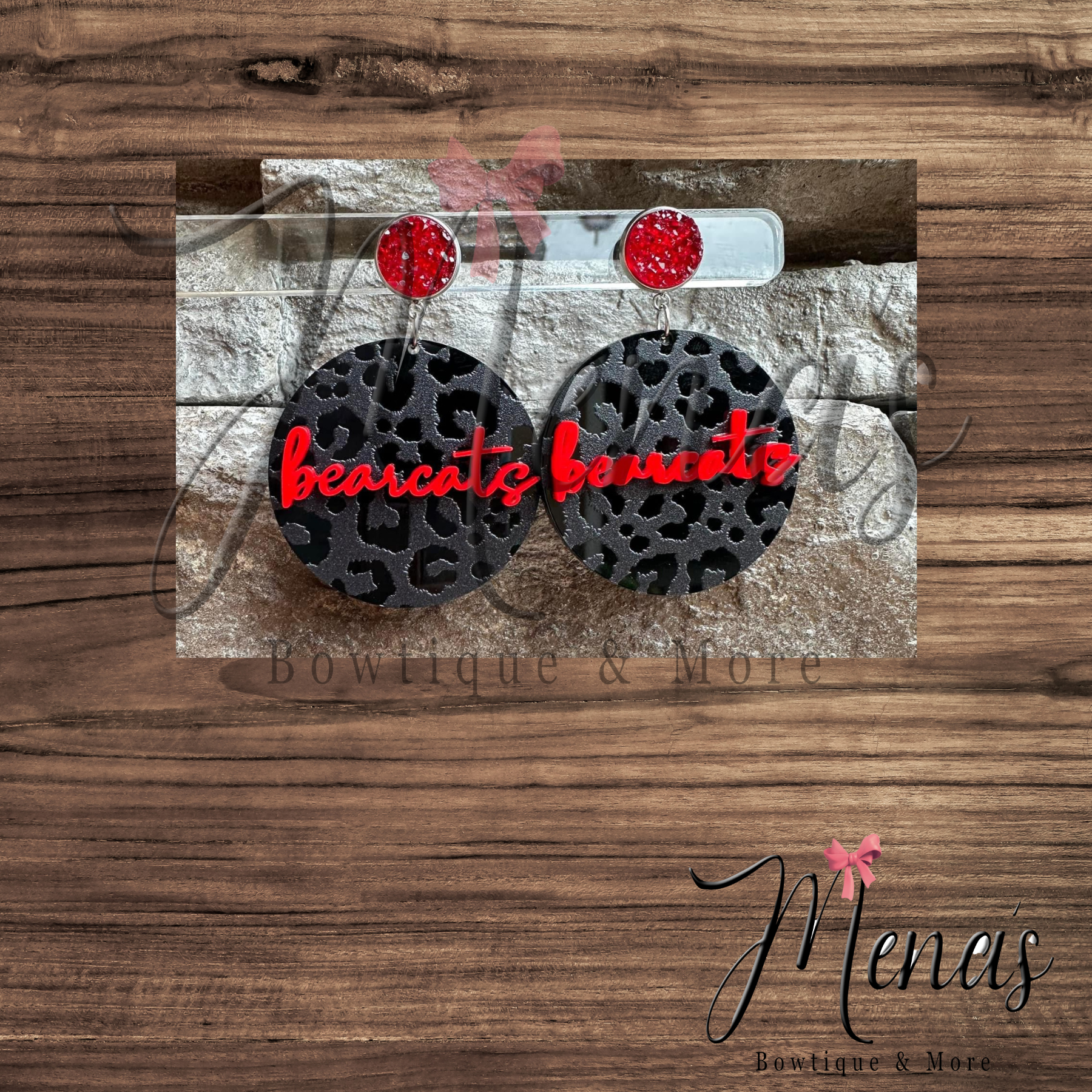 Leopard Round Acrylic Dangles