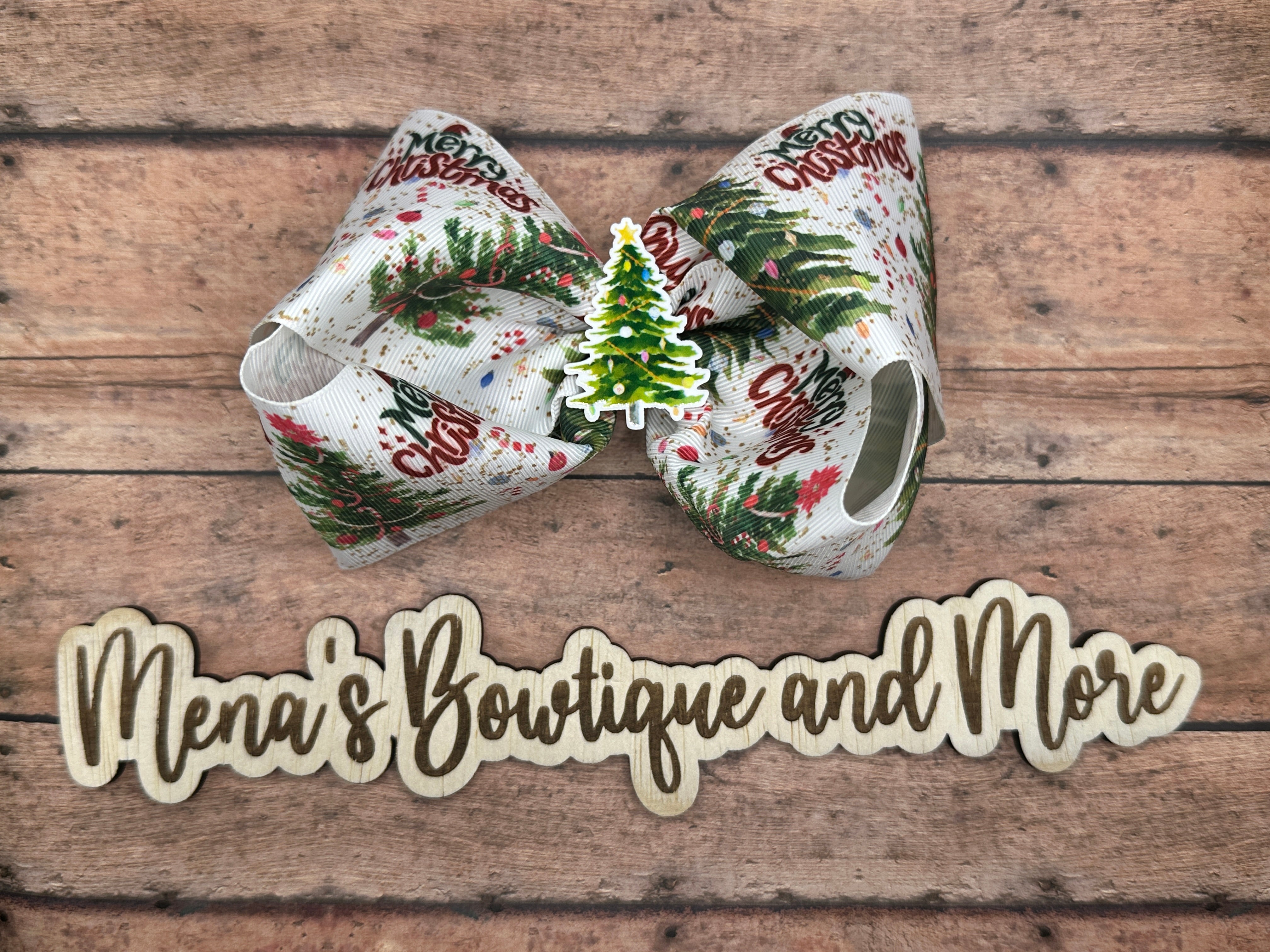 Merry Christmas Trees Boutique Bow