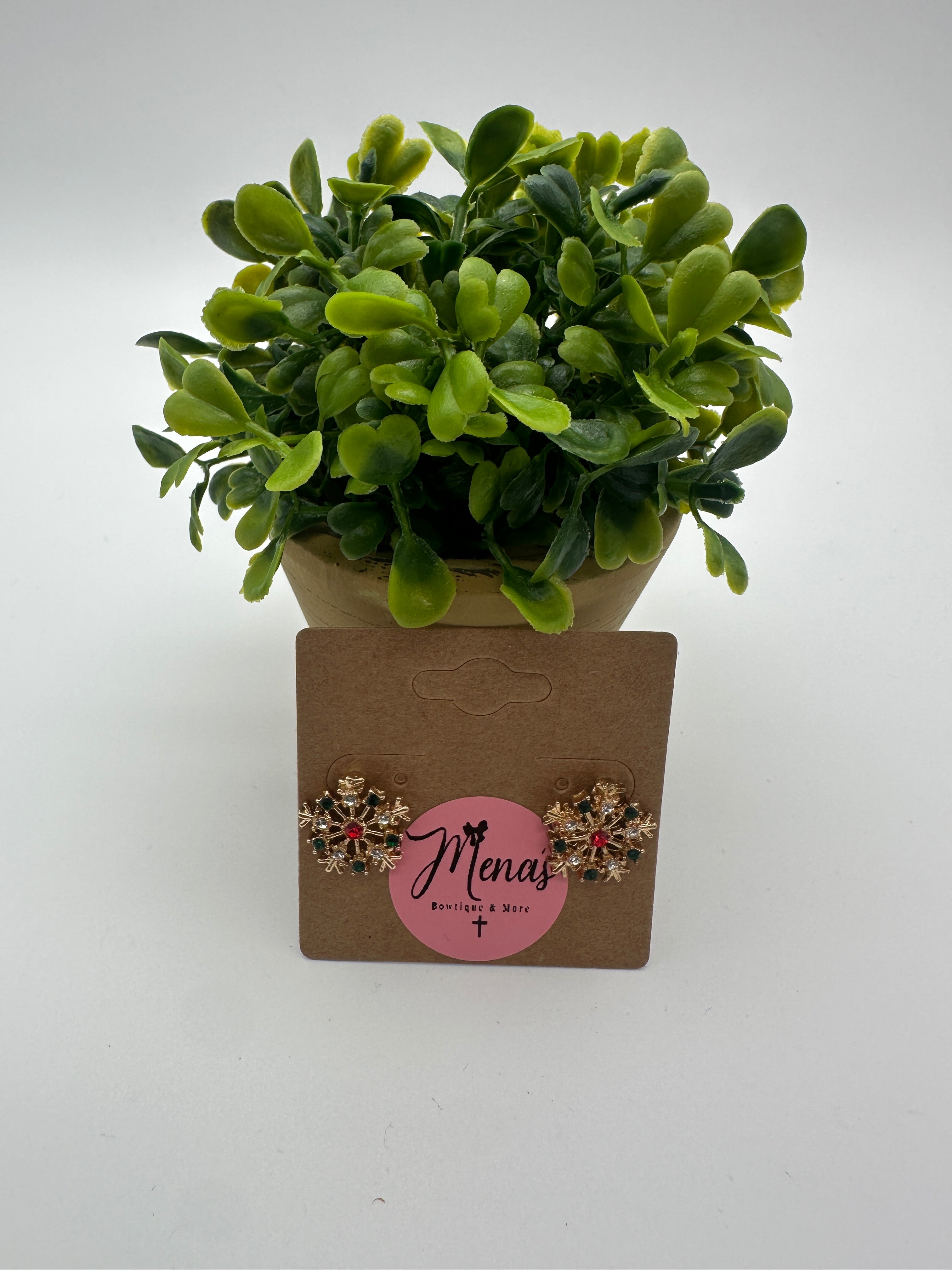 Snowflake Rhinestone Stud Earrings (Gold)