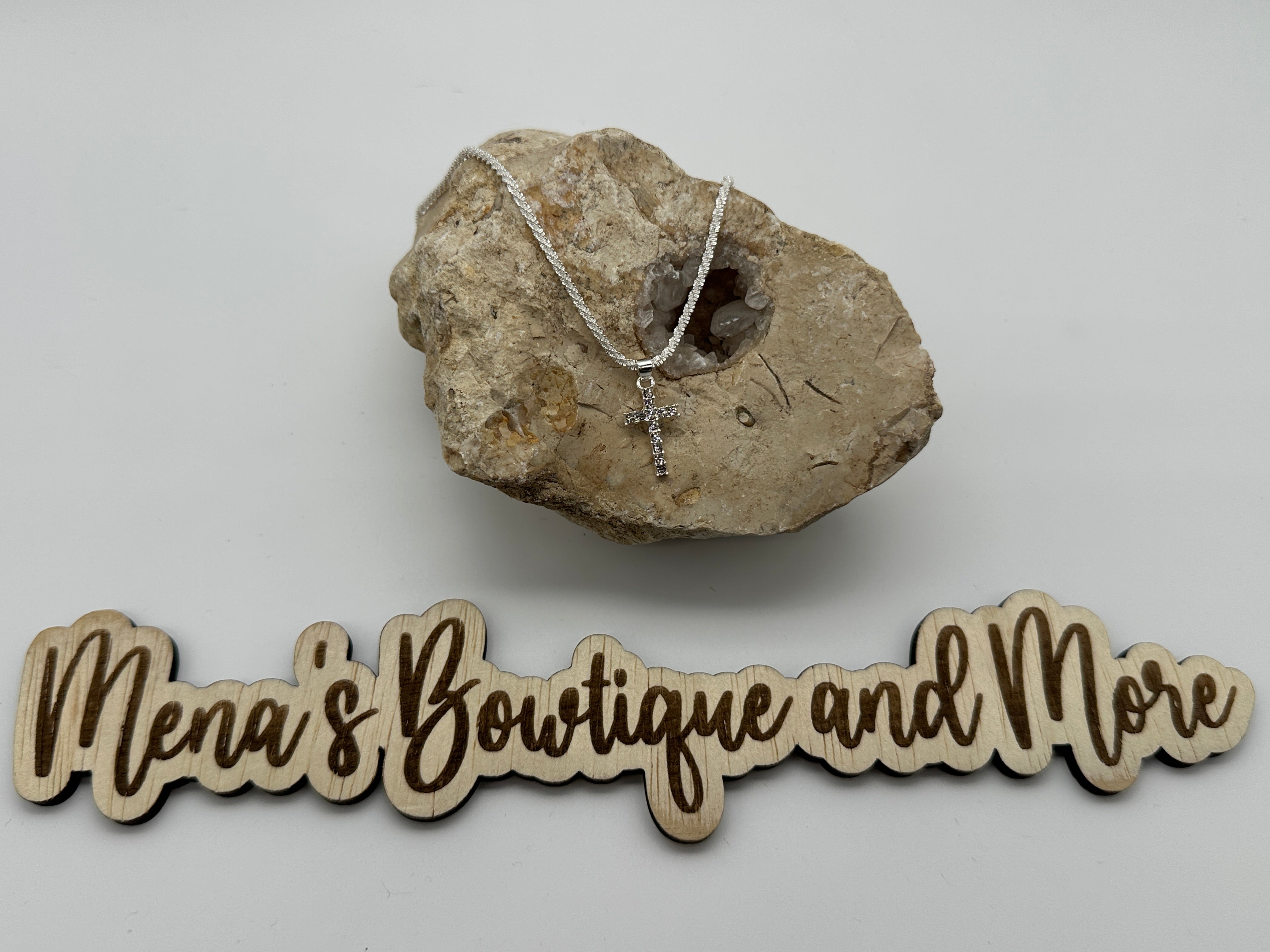 Cross Cubic Zirconia Necklaces & Earrings Assortment- Silver