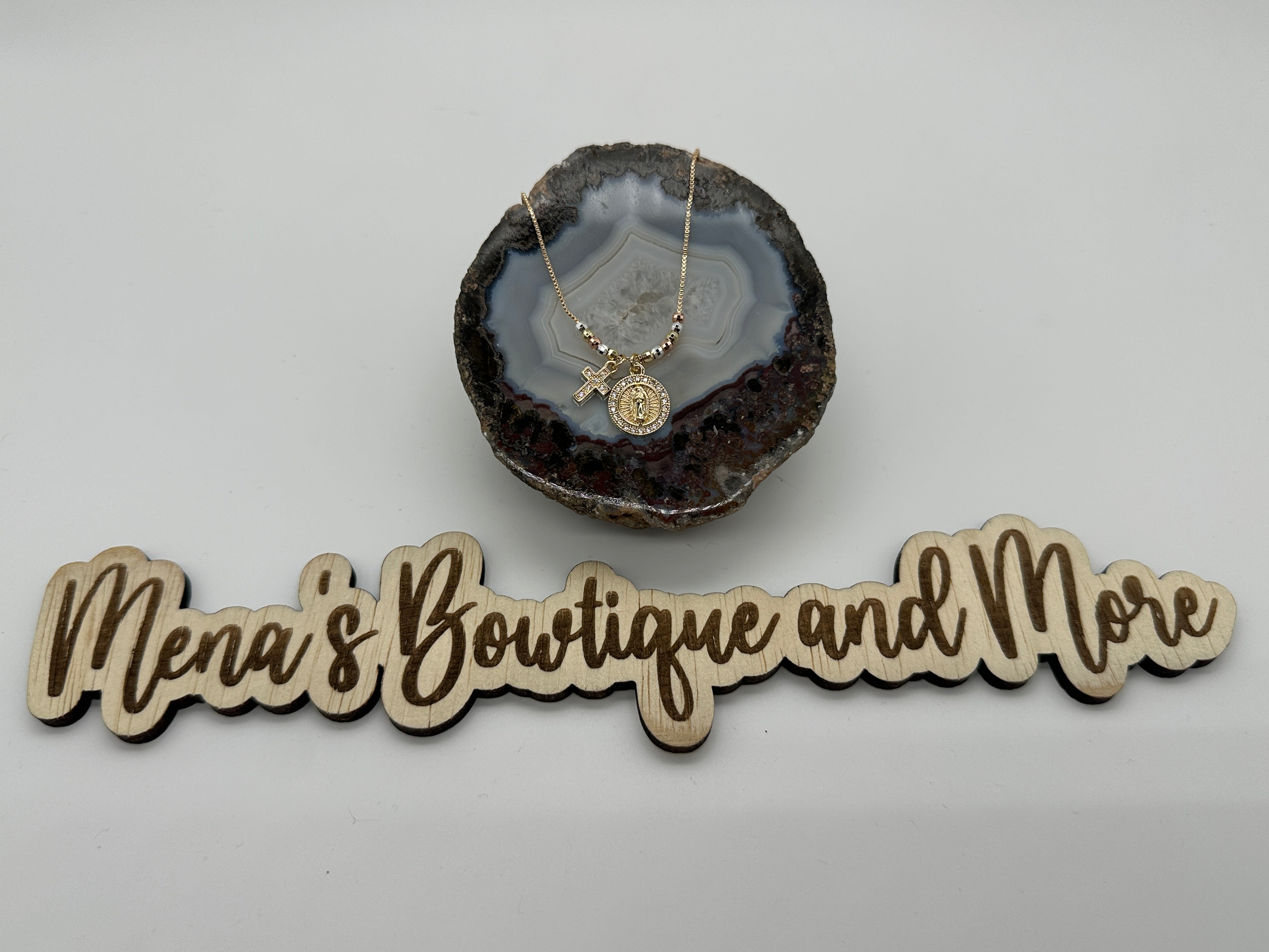 Virgen de Guadalupe Multicolor Necklace- Gold