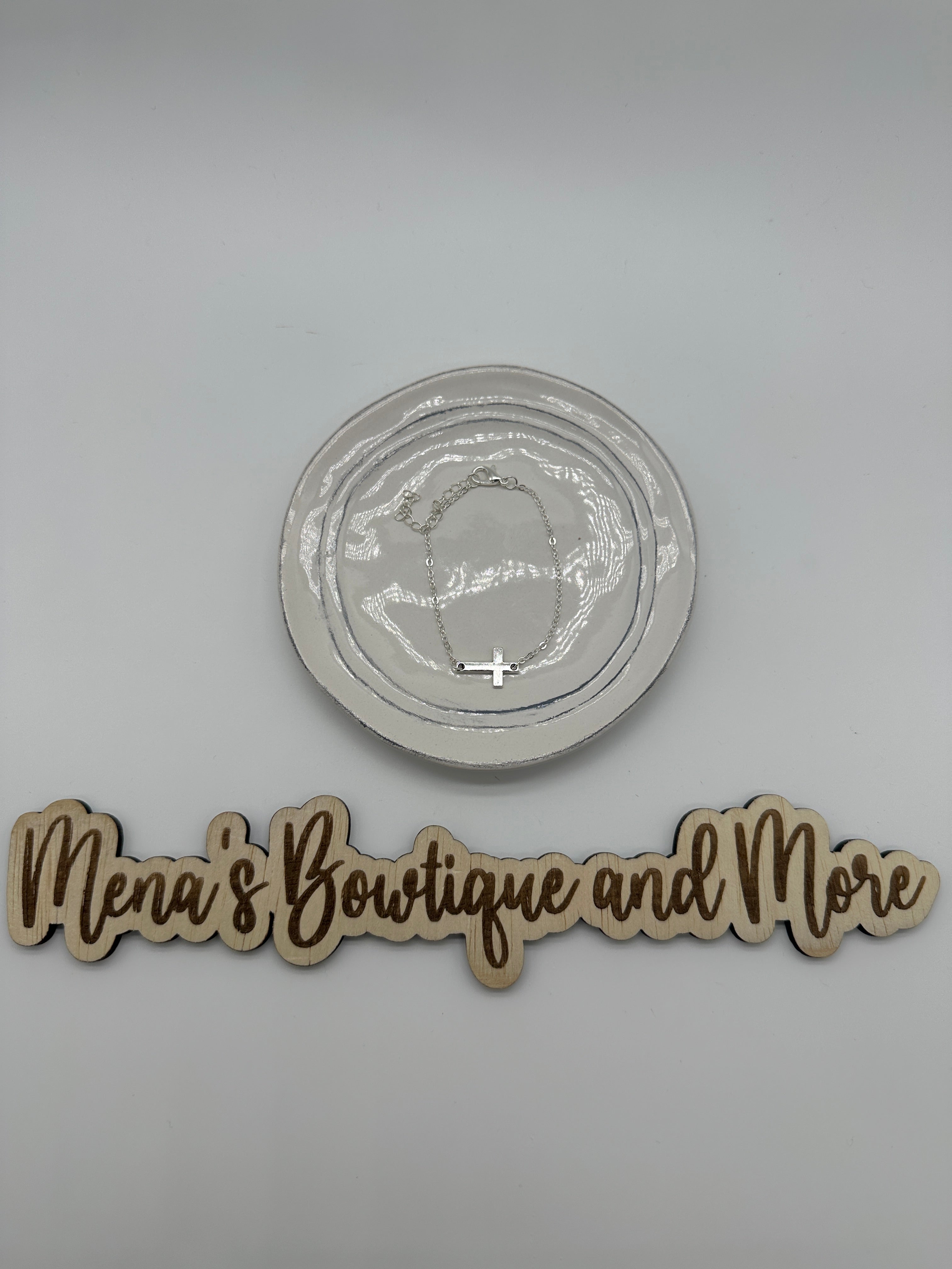 Simple Cross Necklace & Bracelet- Silver