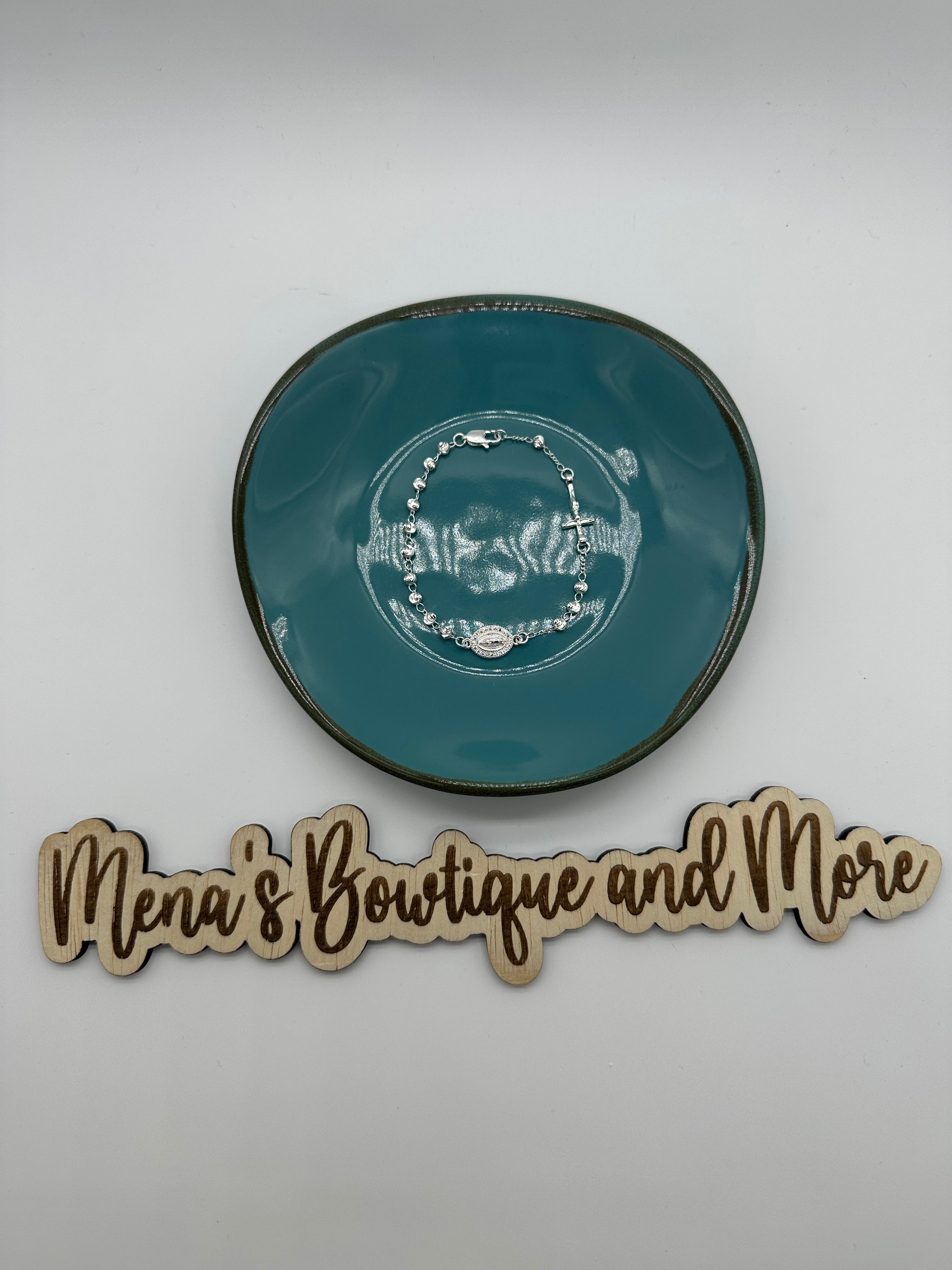 Virgen de Guadalupe Decade Rosary Bracelet- Silver