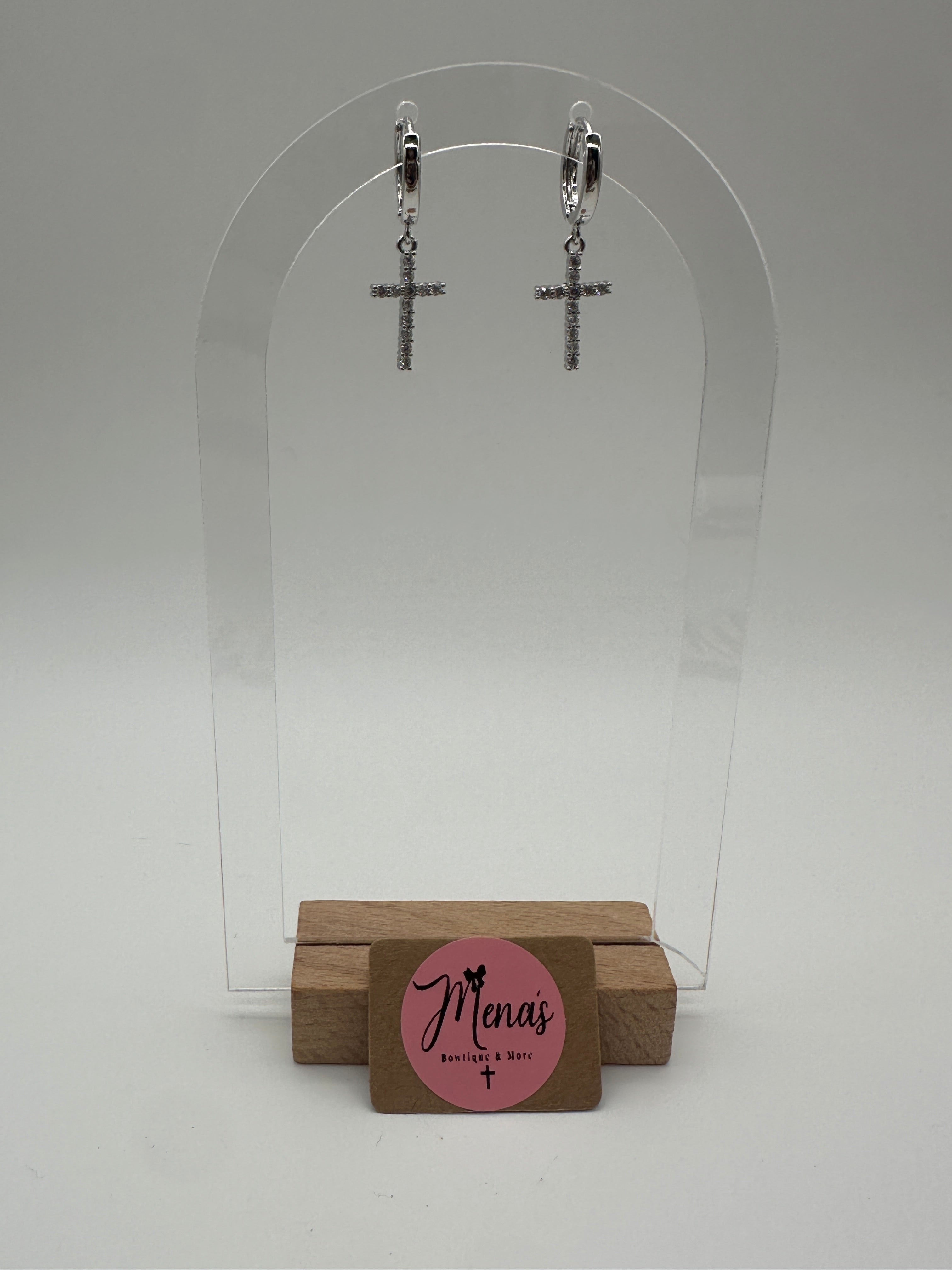 Cross Cubic Zirconia Necklaces & Earrings Assortment- Silver