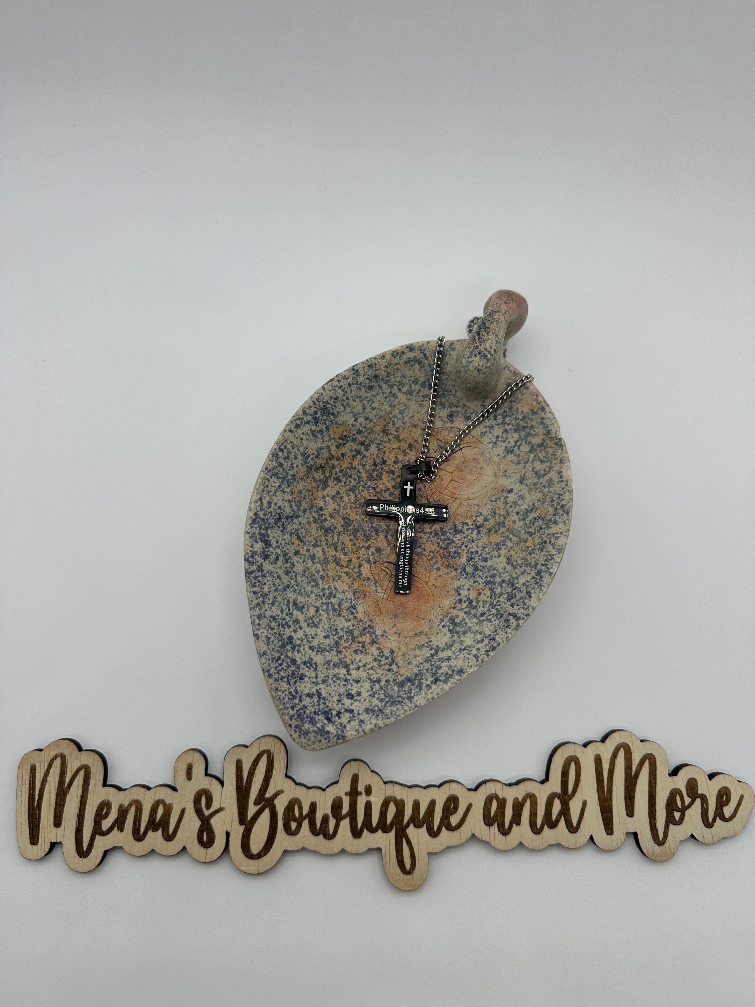 Philippians 4:16 Necklace- Black Titanium