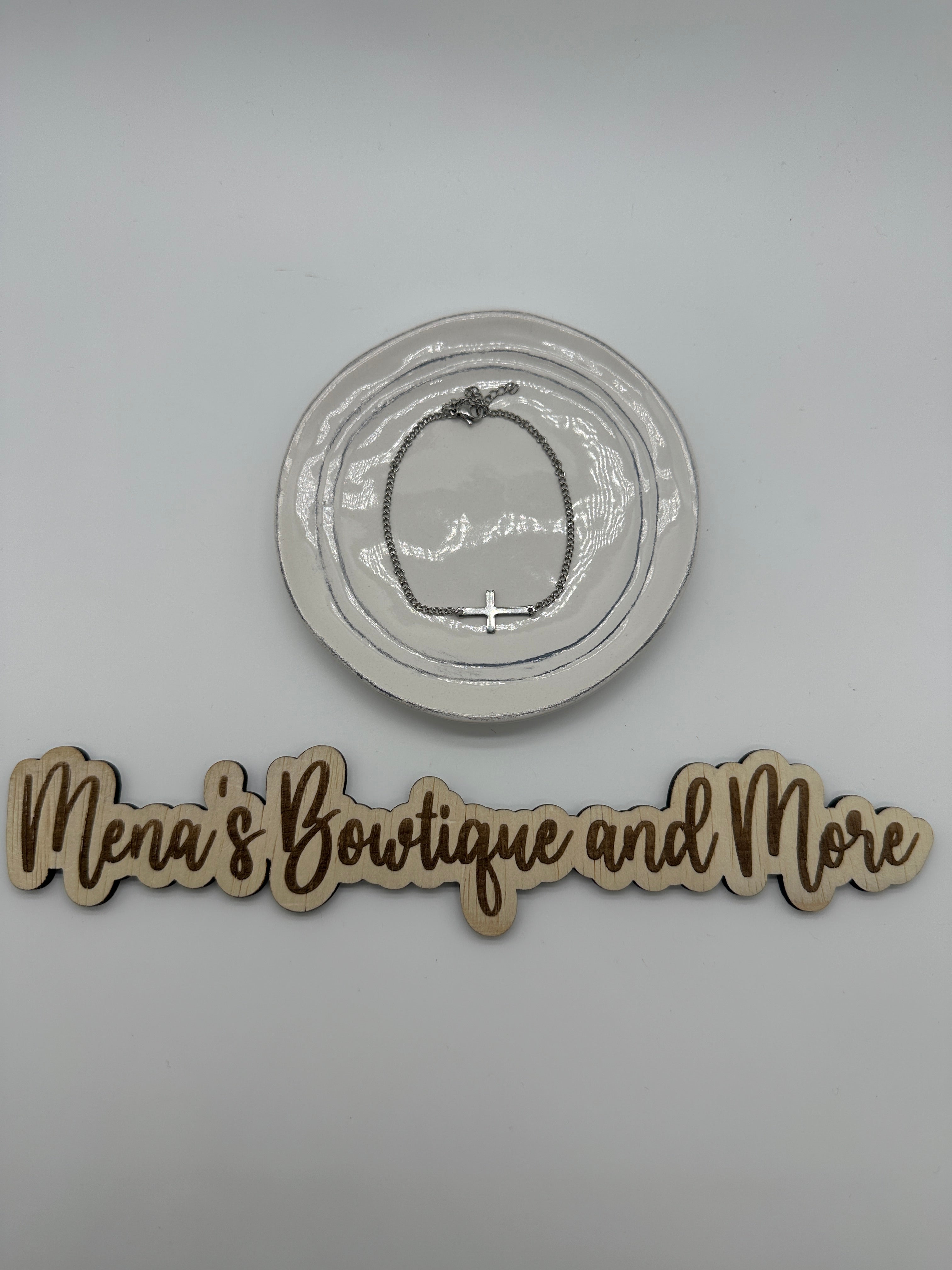 Simple Cross Necklace & Bracelet- Silver