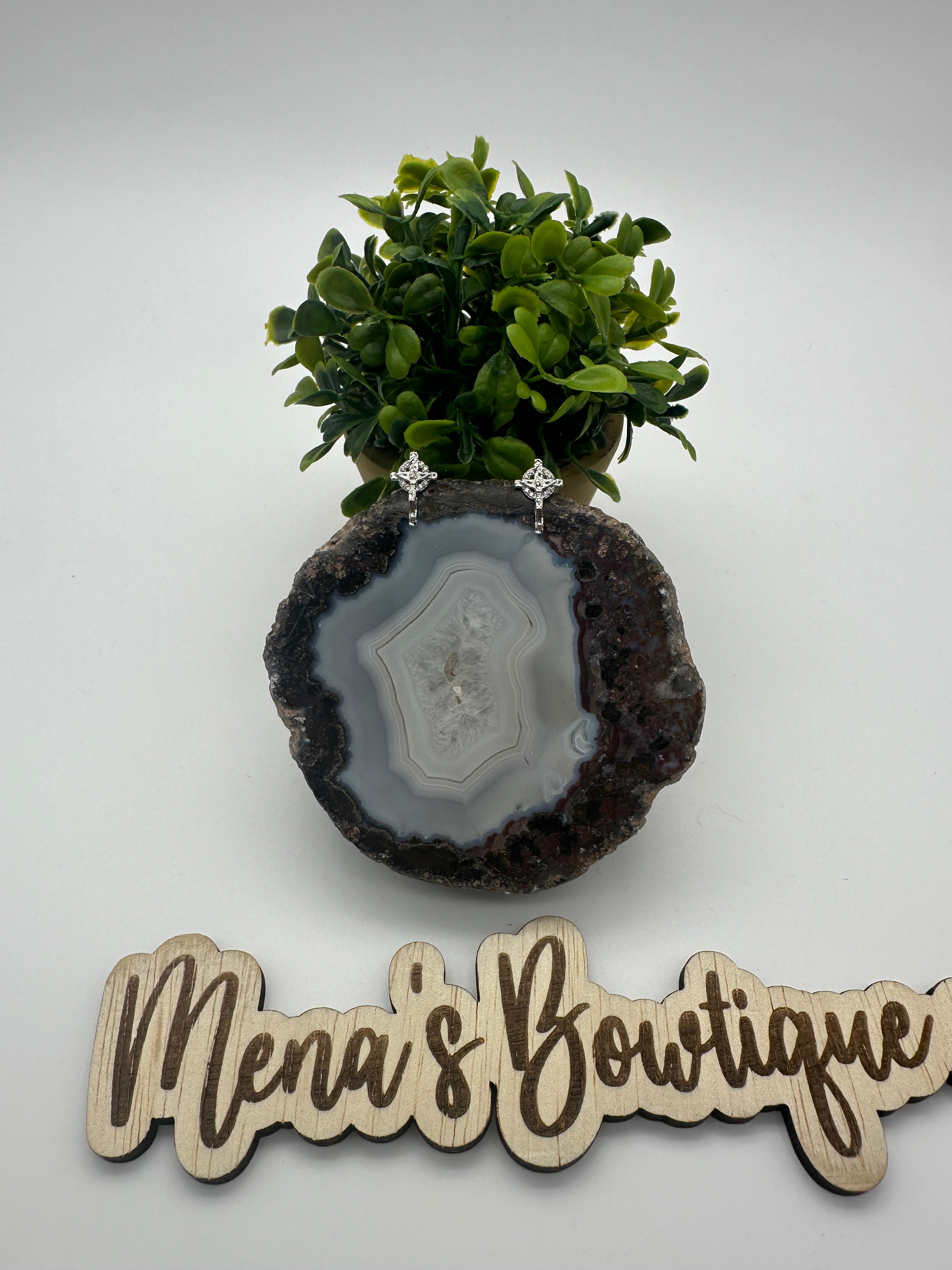 Jesus Crucifix Stud Earrings- Silver