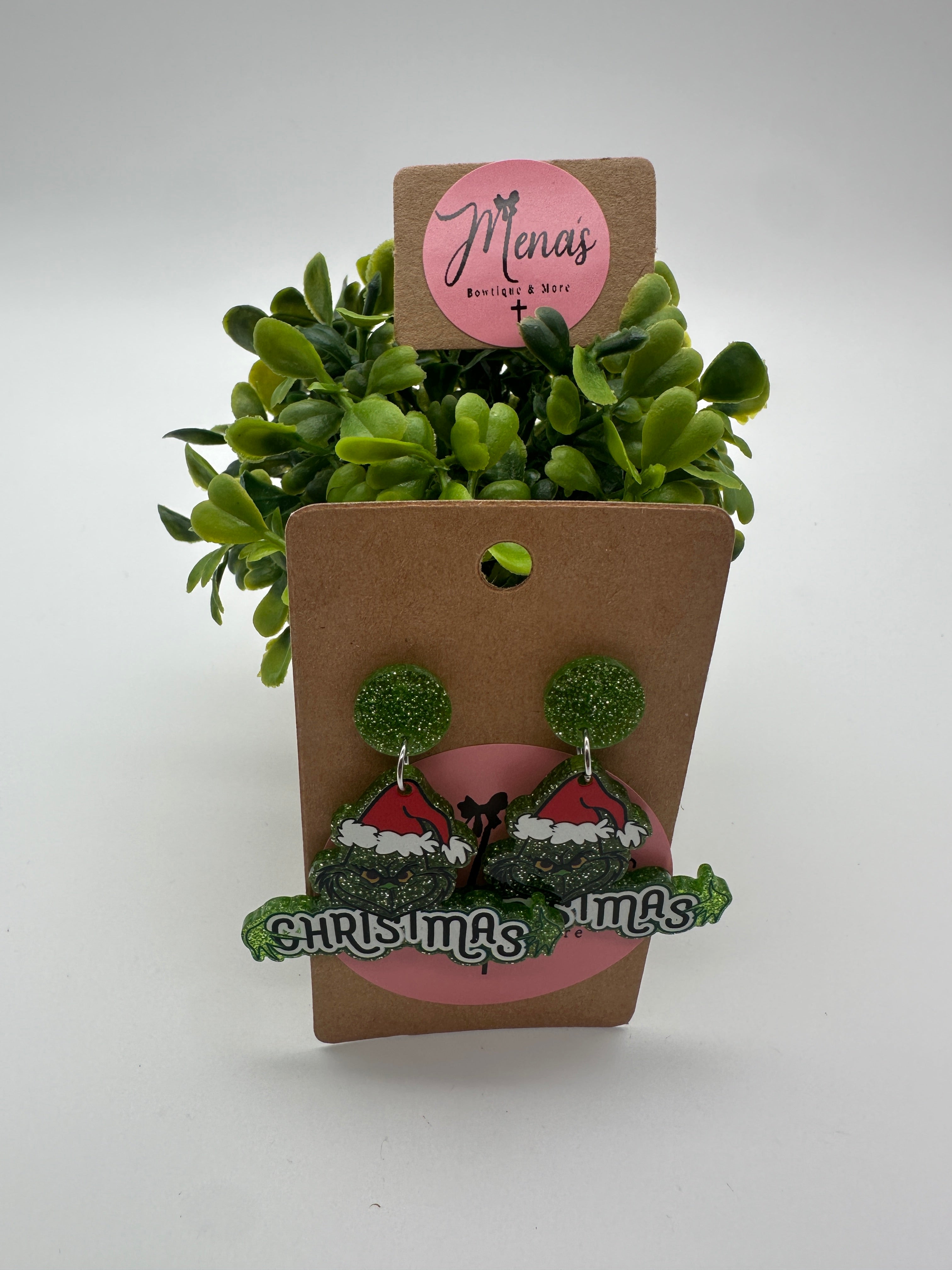 Glitter Acrylic Green Man Christmas Dangle