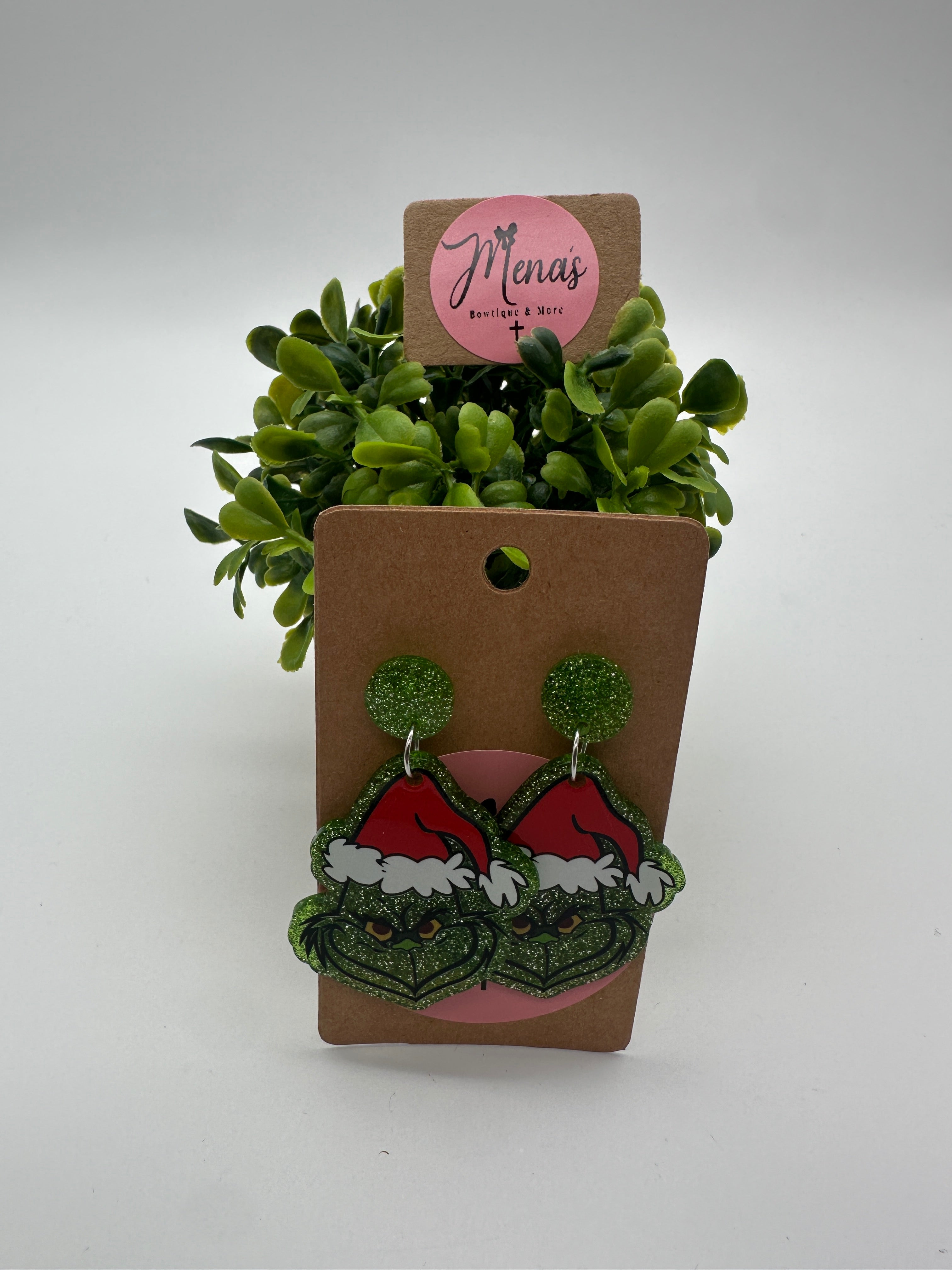 Glitter Acrylic Green Man Dangle