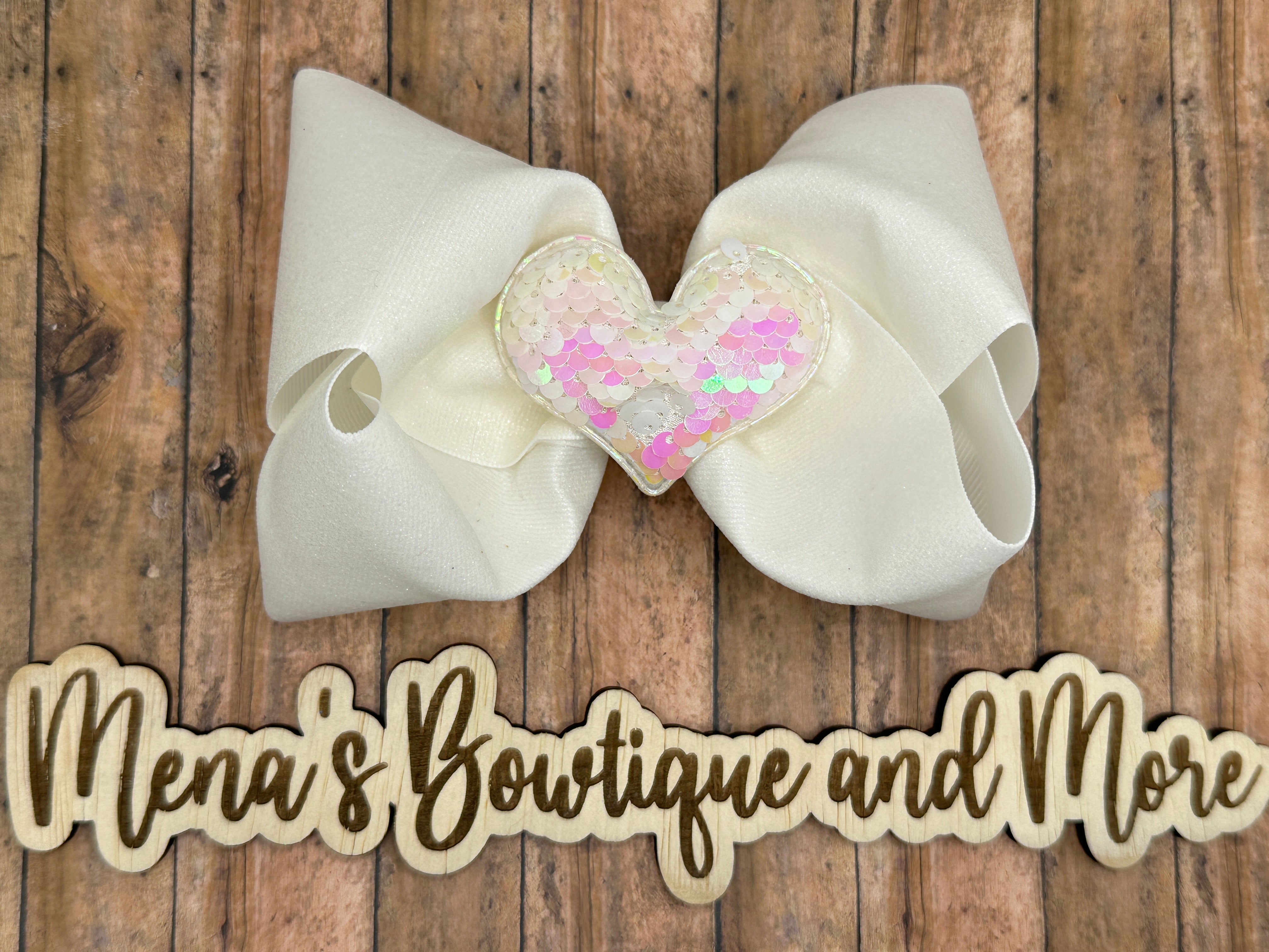 White Glitter Boutique Bow