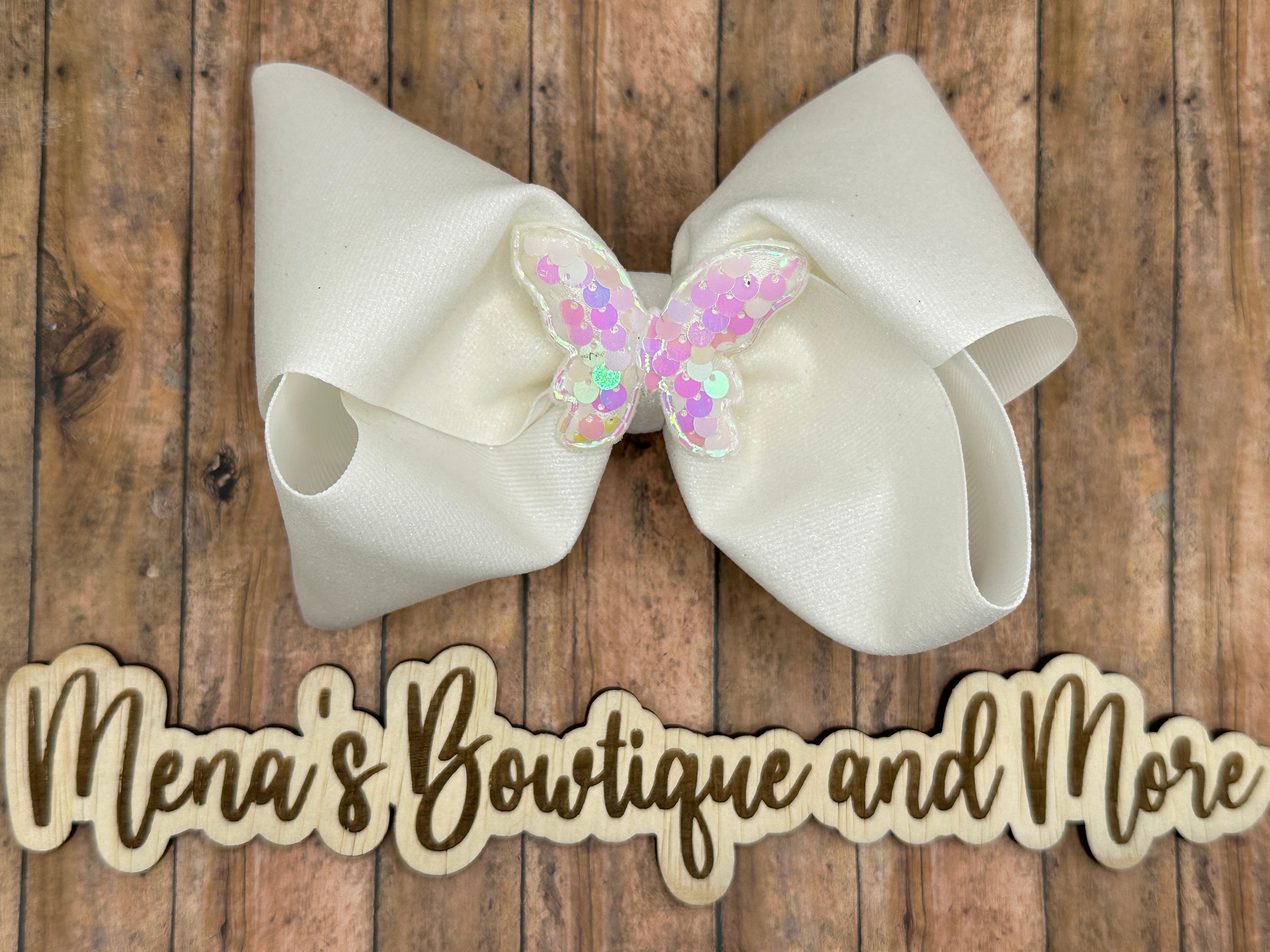 White Glitter Boutique Bow