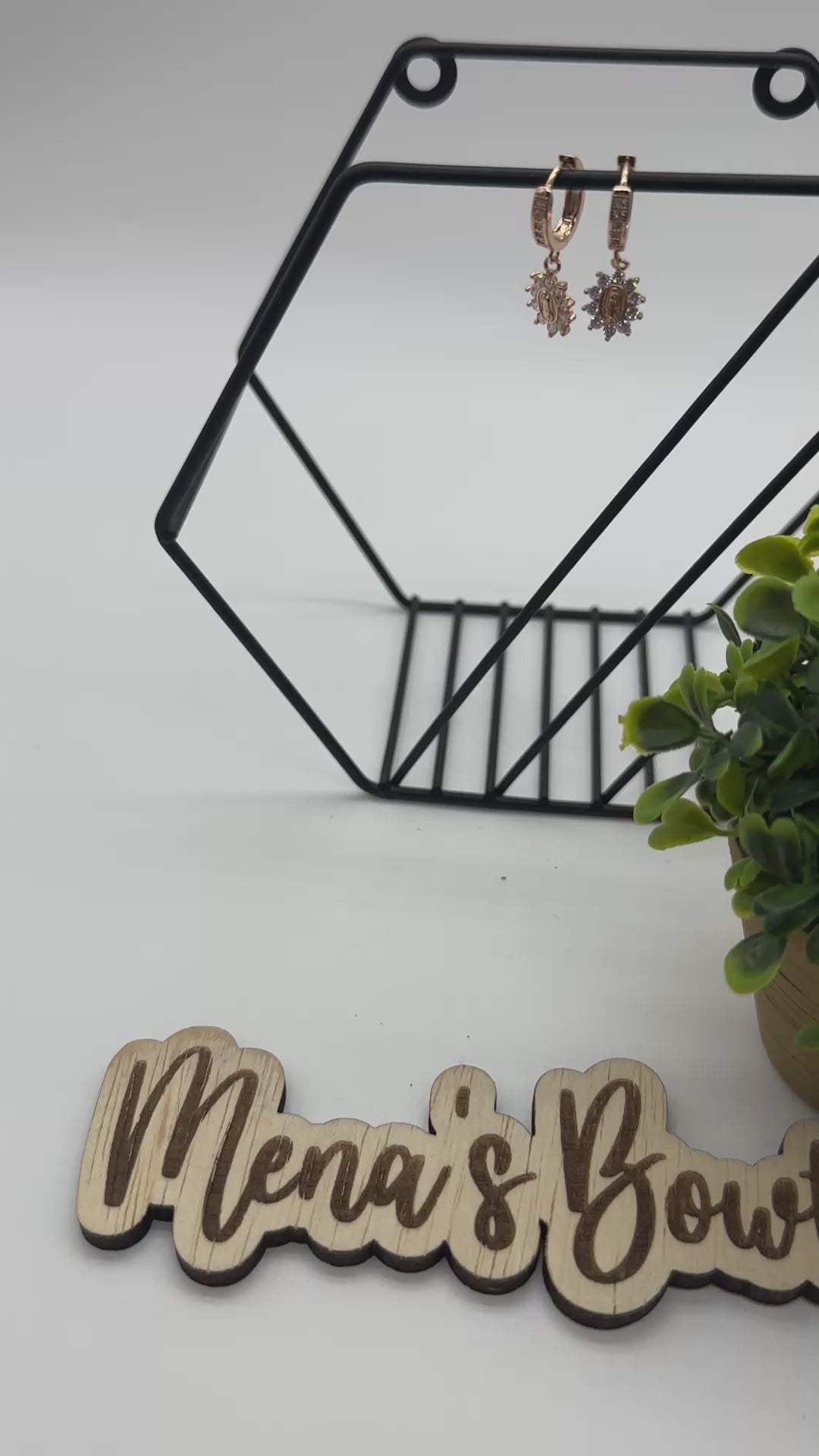 Virgen de Guadalupe Rays Dangle Earrings- Gold