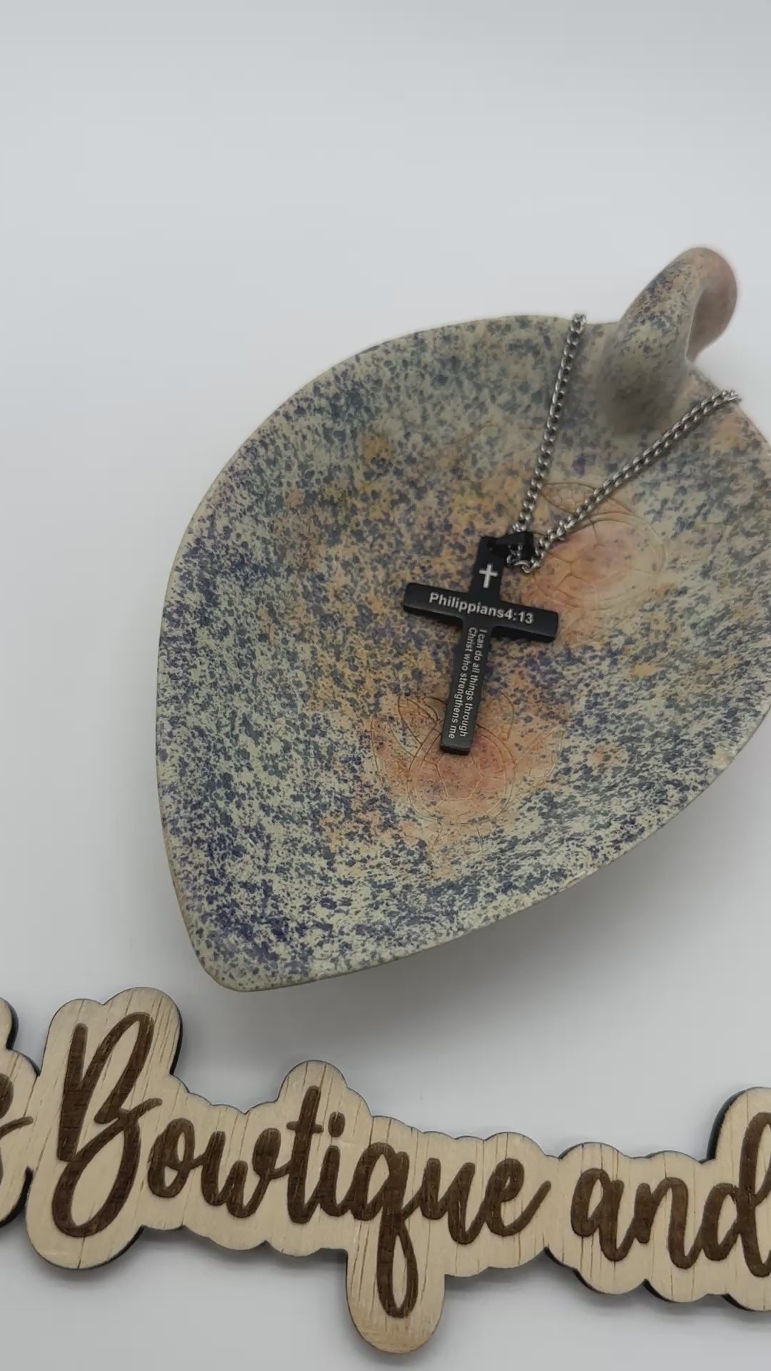 Philippians 4:16 Necklace- Black Titanium