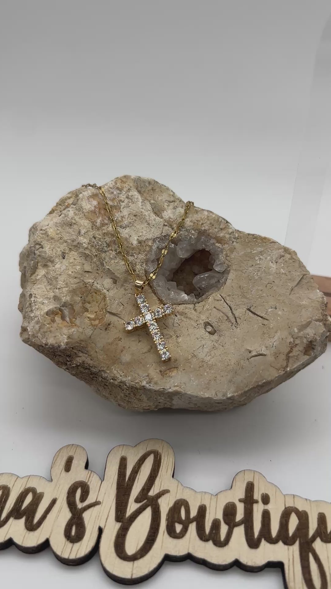 Cross Cubic Zirconia Necklaces & Earrings Assortment- Gold