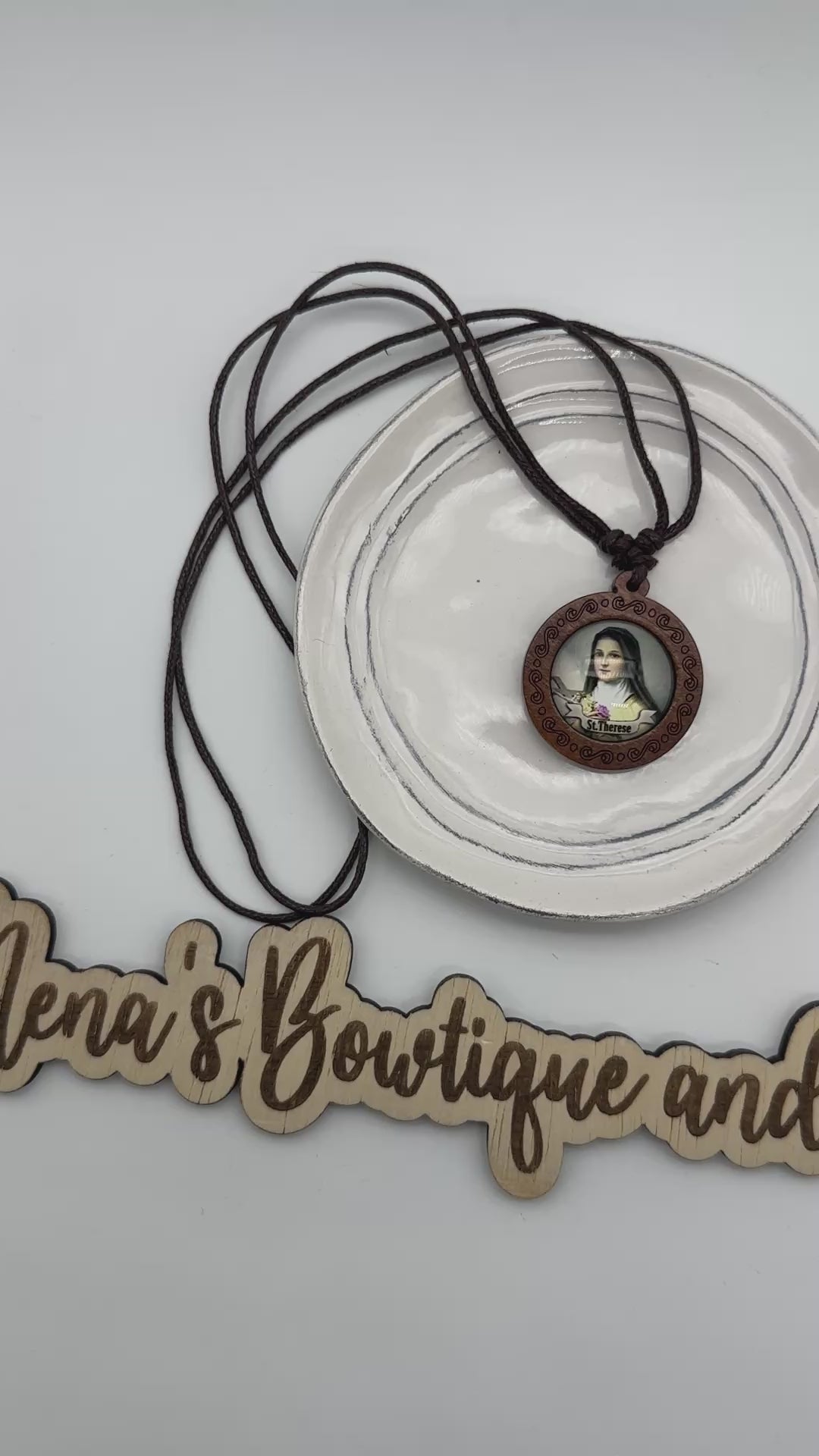 St. Therese Wooden Necklace