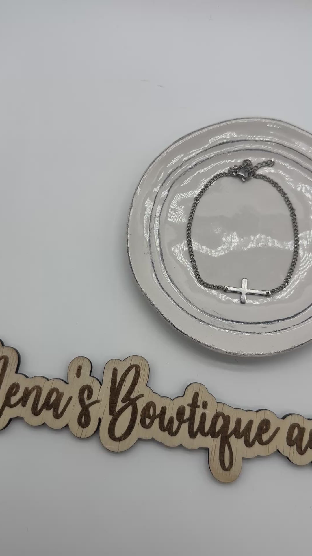 Simple Cross Necklace & Bracelet- Silver