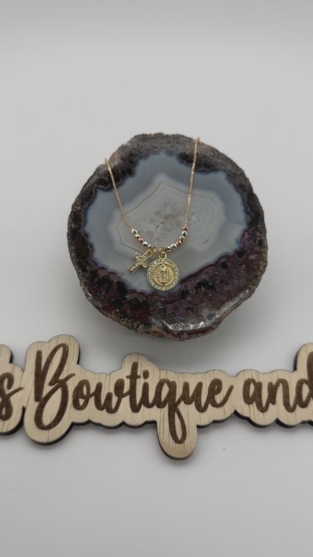 Virgen de Guadalupe Multicolor Necklace- Gold