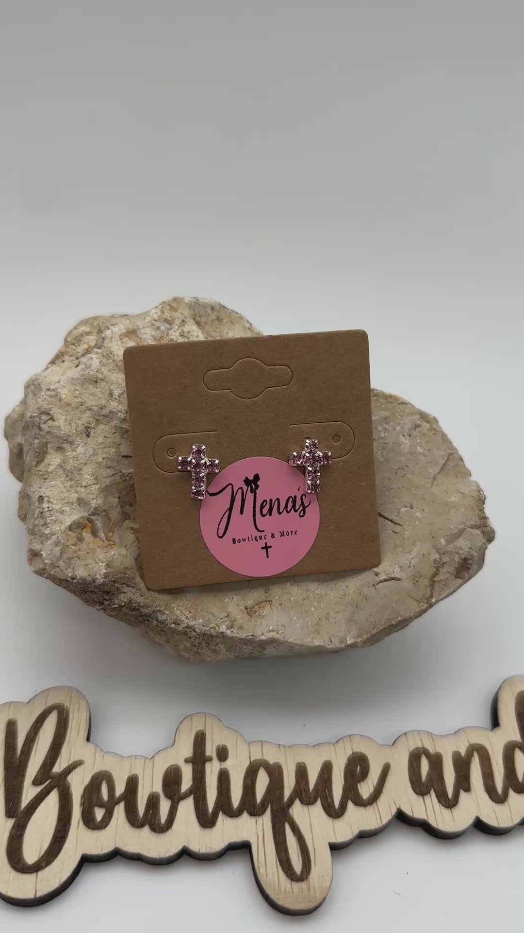 Jesus Rhinestone Stud Earrings- Silver