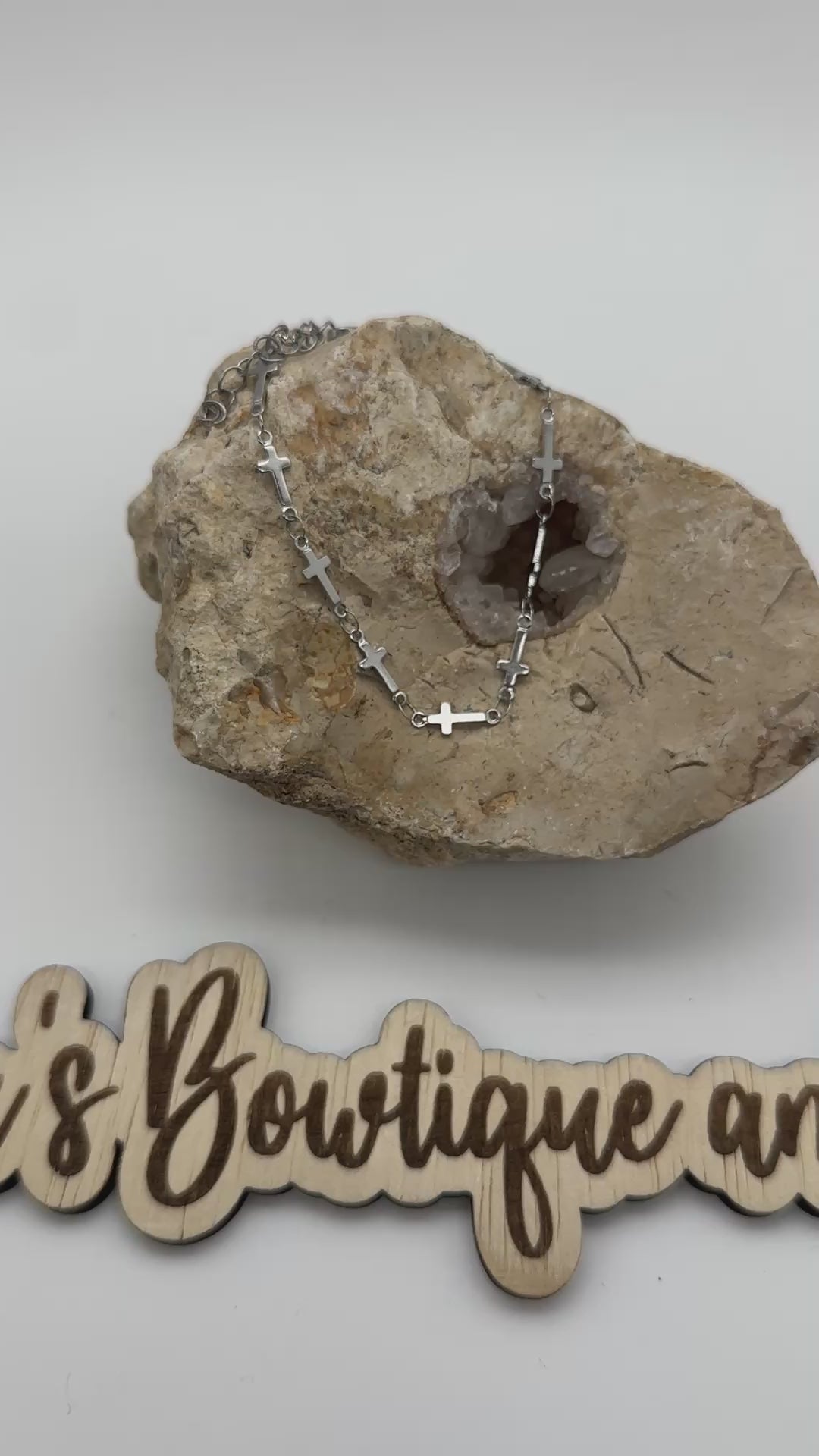 Simple Cross Necklace & Bracelet- Silver