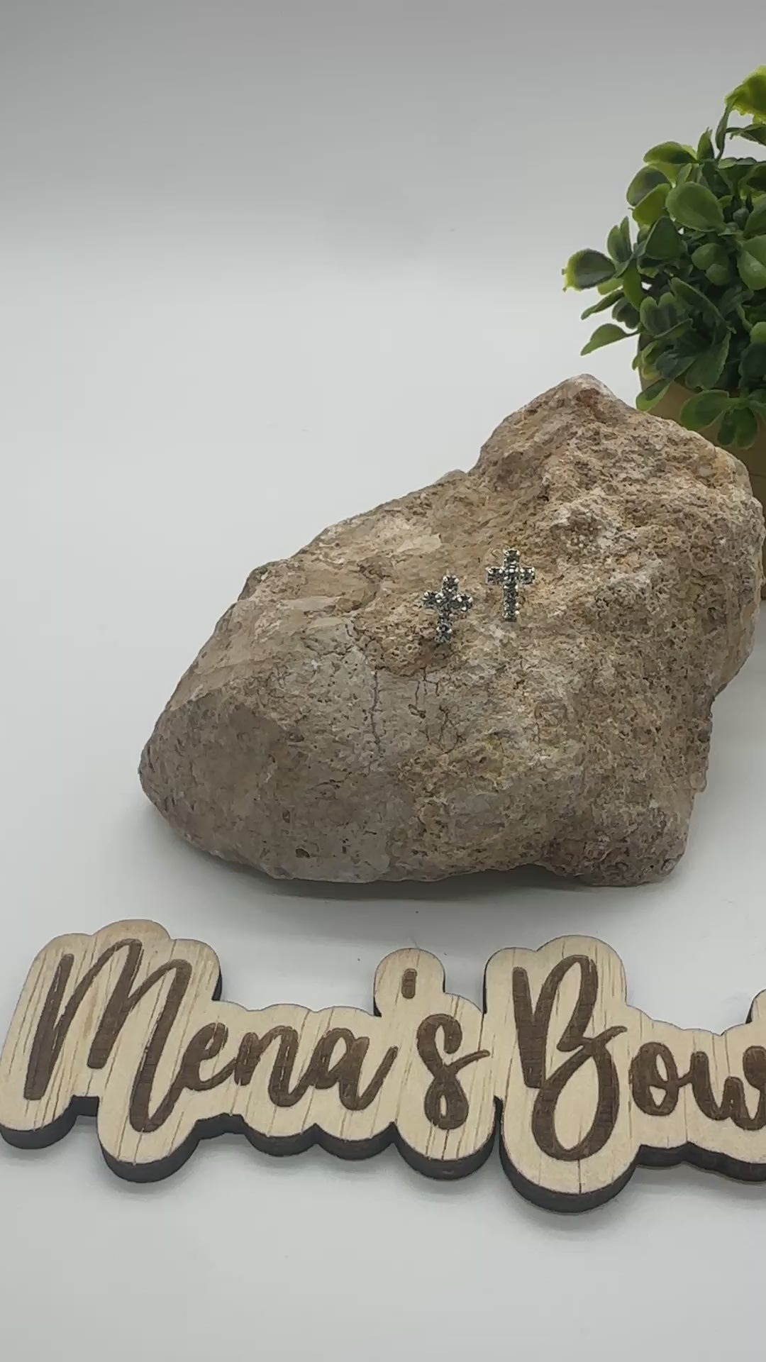 Jesus Rhinestone Stud Earrings- Silver