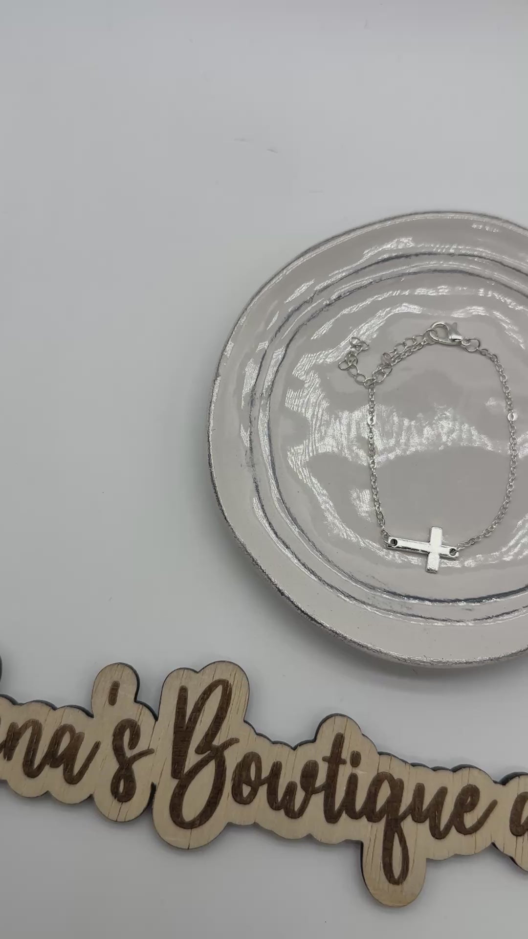 Simple Cross Necklace & Bracelet- Silver