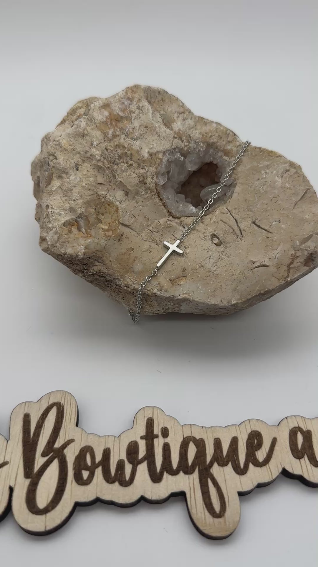 Simple Cross Necklace & Bracelet- Silver