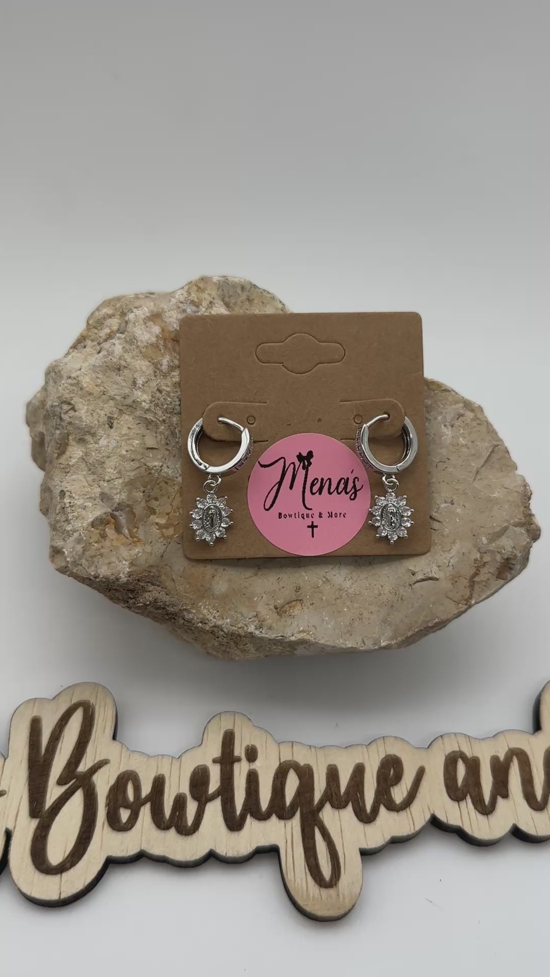 Virgen de Guadalupe Rays Dangle Earrings- Silver