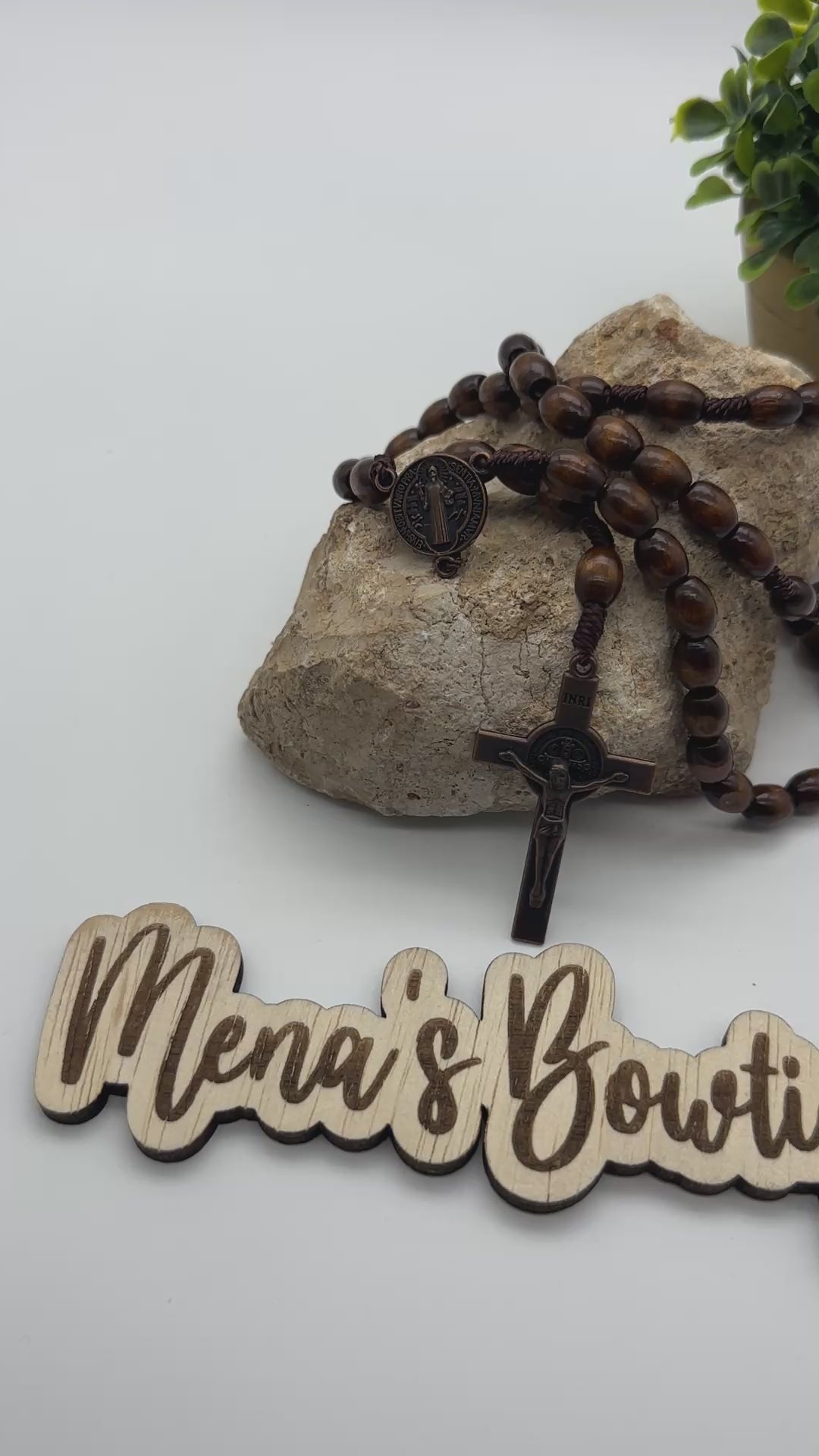 St. Benedict Wooden Beaded Rosary- Copper