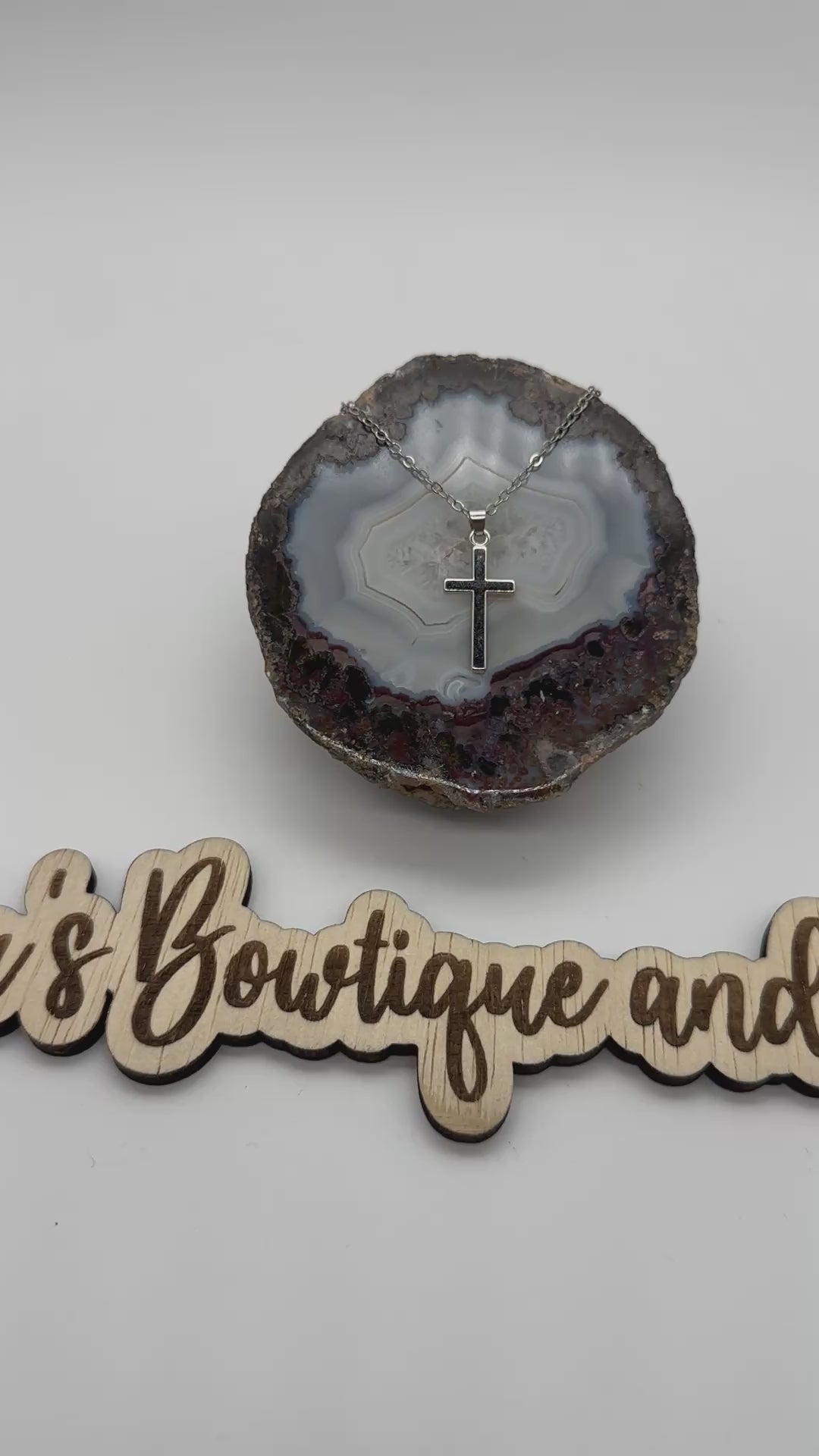 Simple Dangle Cross Necklace & Earrings- Silver