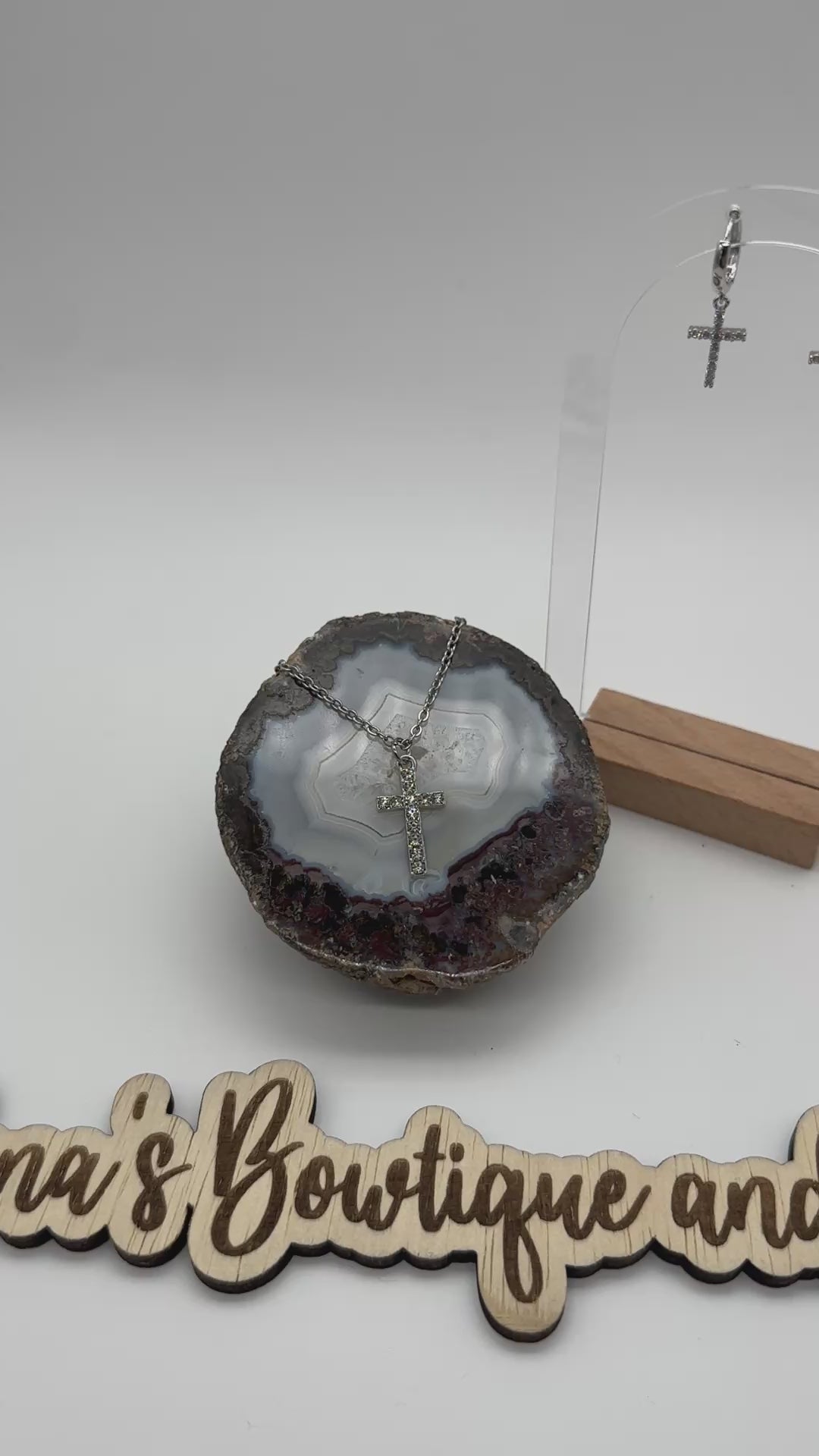 Cross Cubic Zirconia Necklaces & Earrings Assortment- Silver