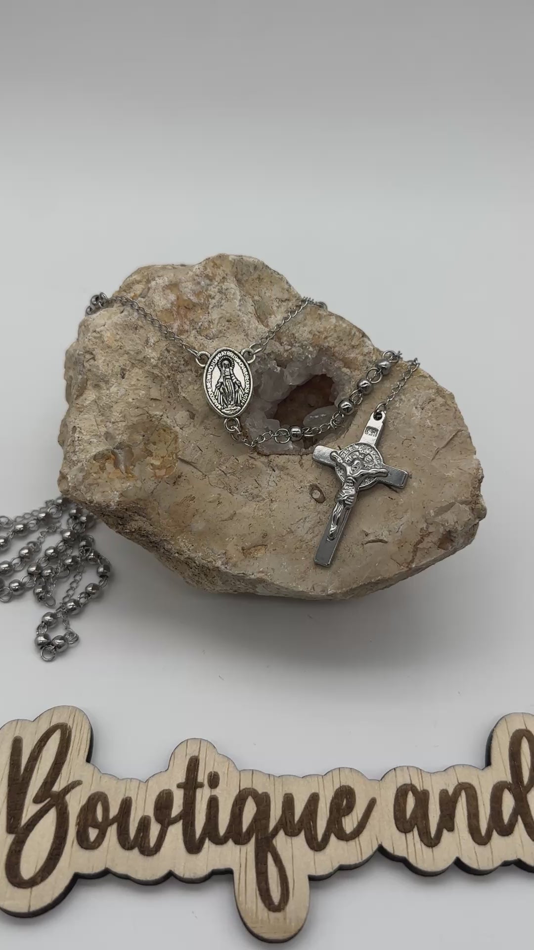 Miraculous Mary Rosary- Silver