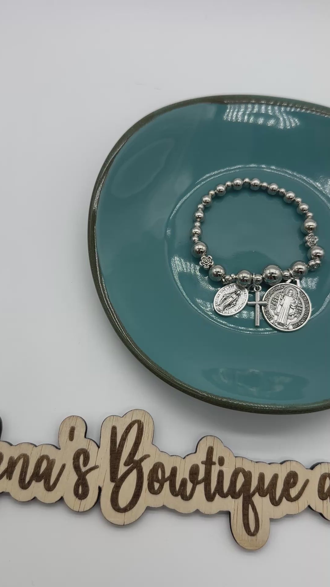 St. Benedict Beaded Bracelet- Silver