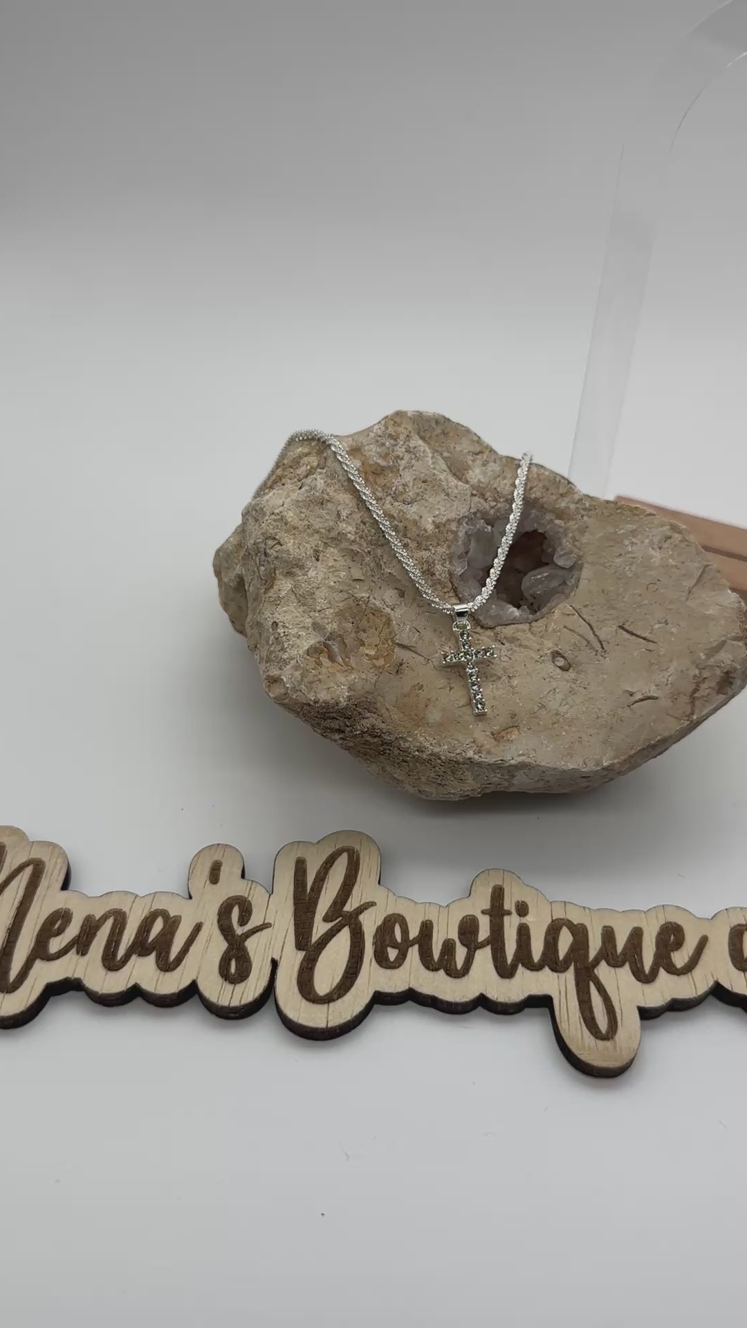 Cross Cubic Zirconia Necklaces & Earrings Assortment- Silver