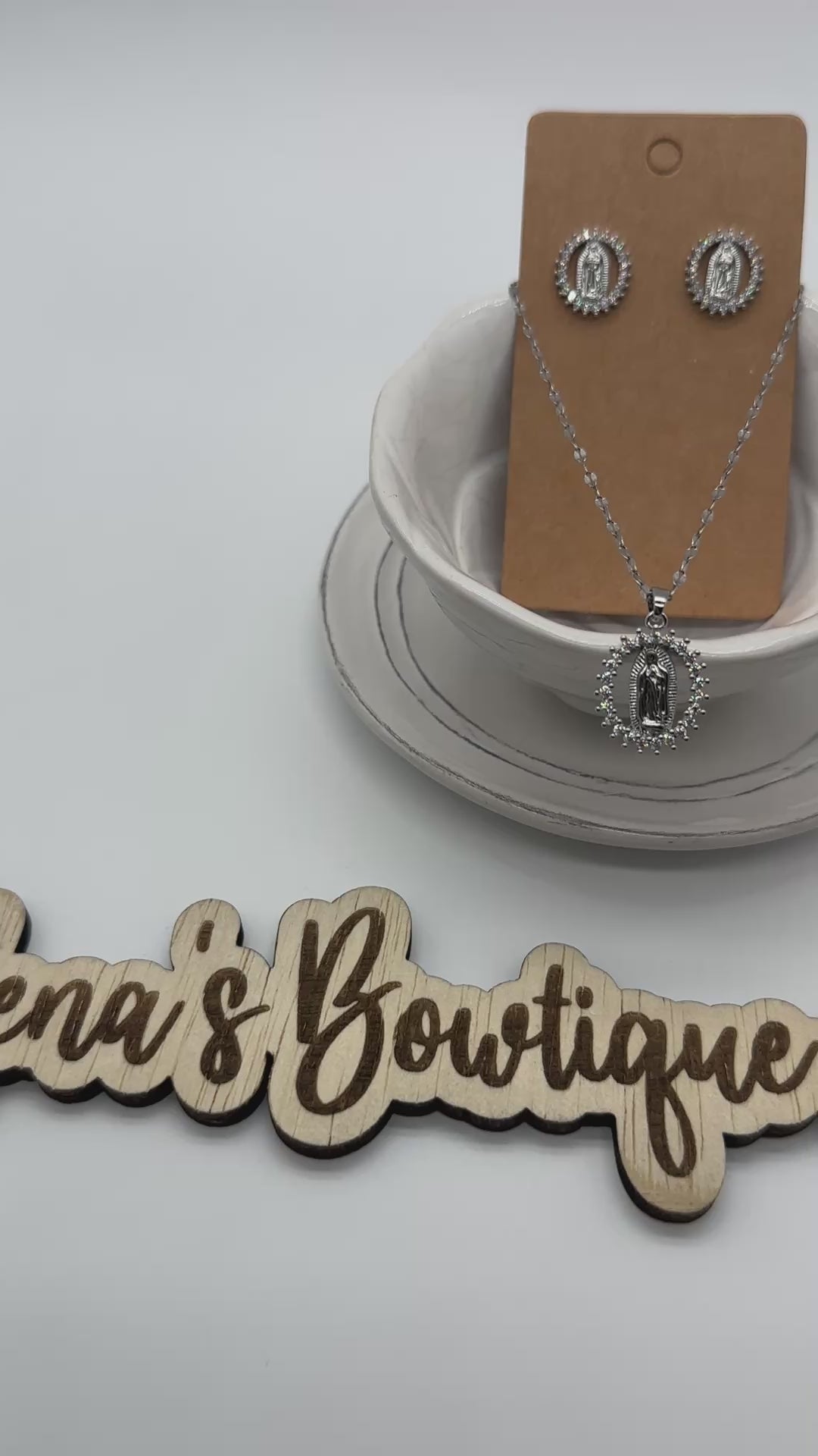 Virgen de Guadalupe- Cubic Zirconia Necklaces & Earrings Assortment- Silver