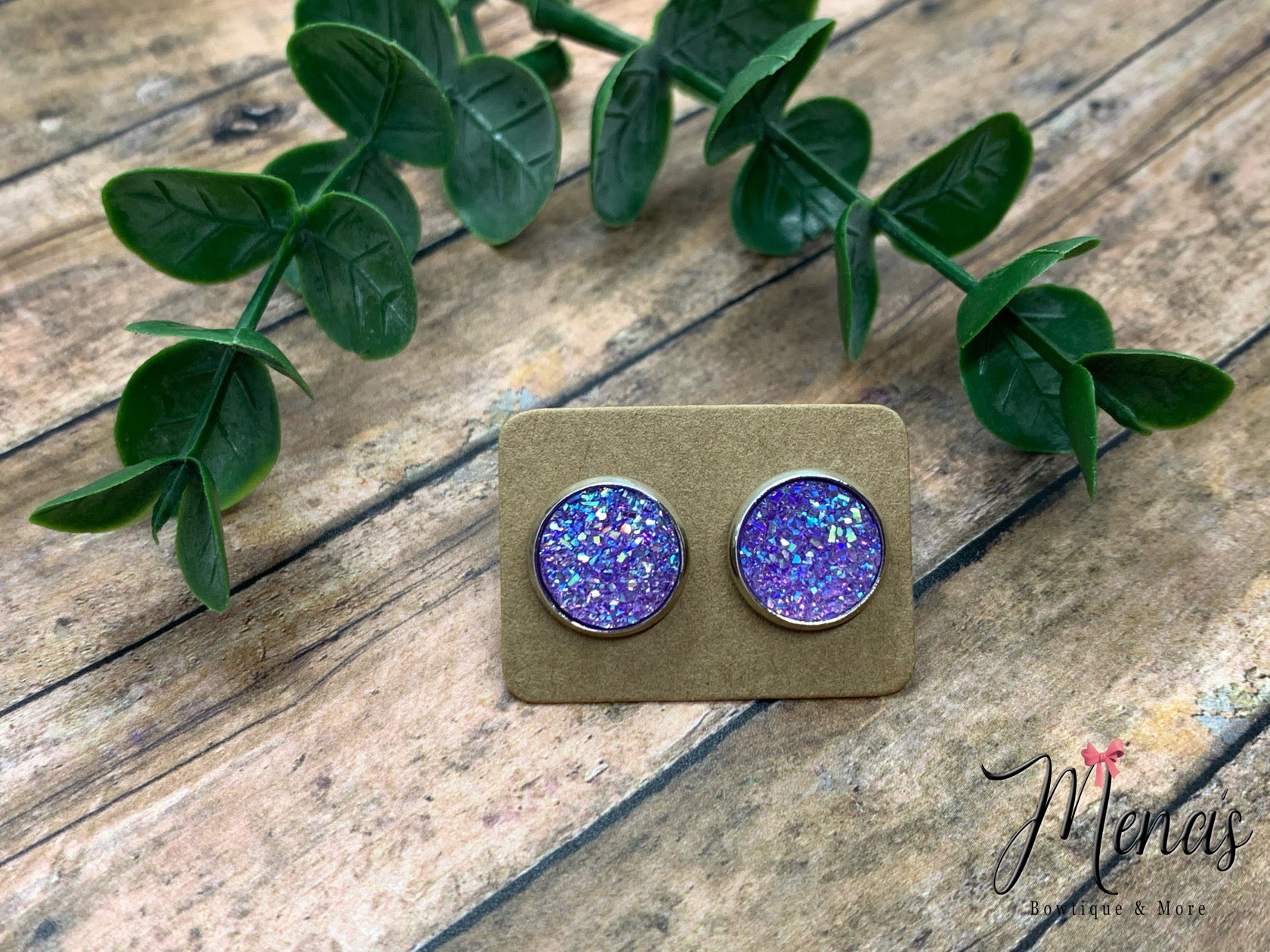 Lavender Sparkle Druzzy Earring Studs