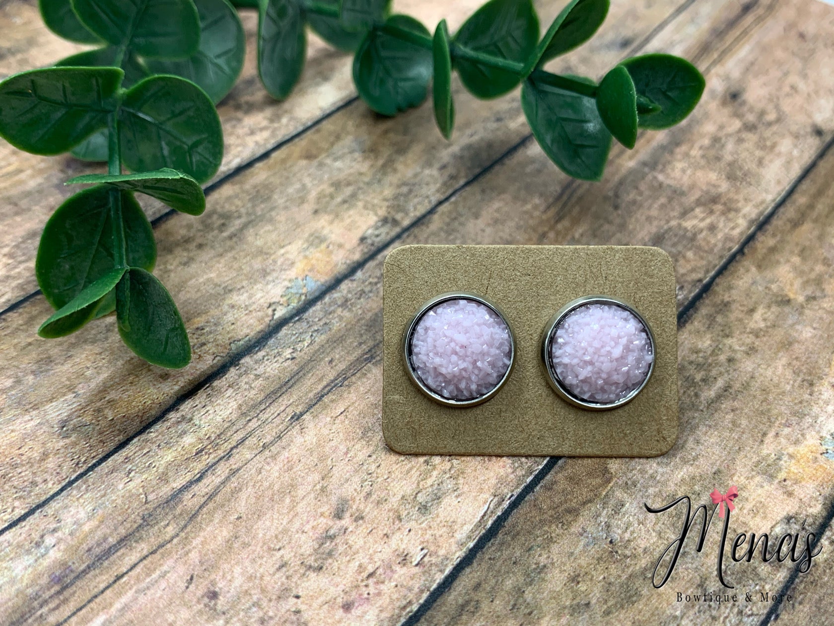 Light Pink Druzzy Earring Studs