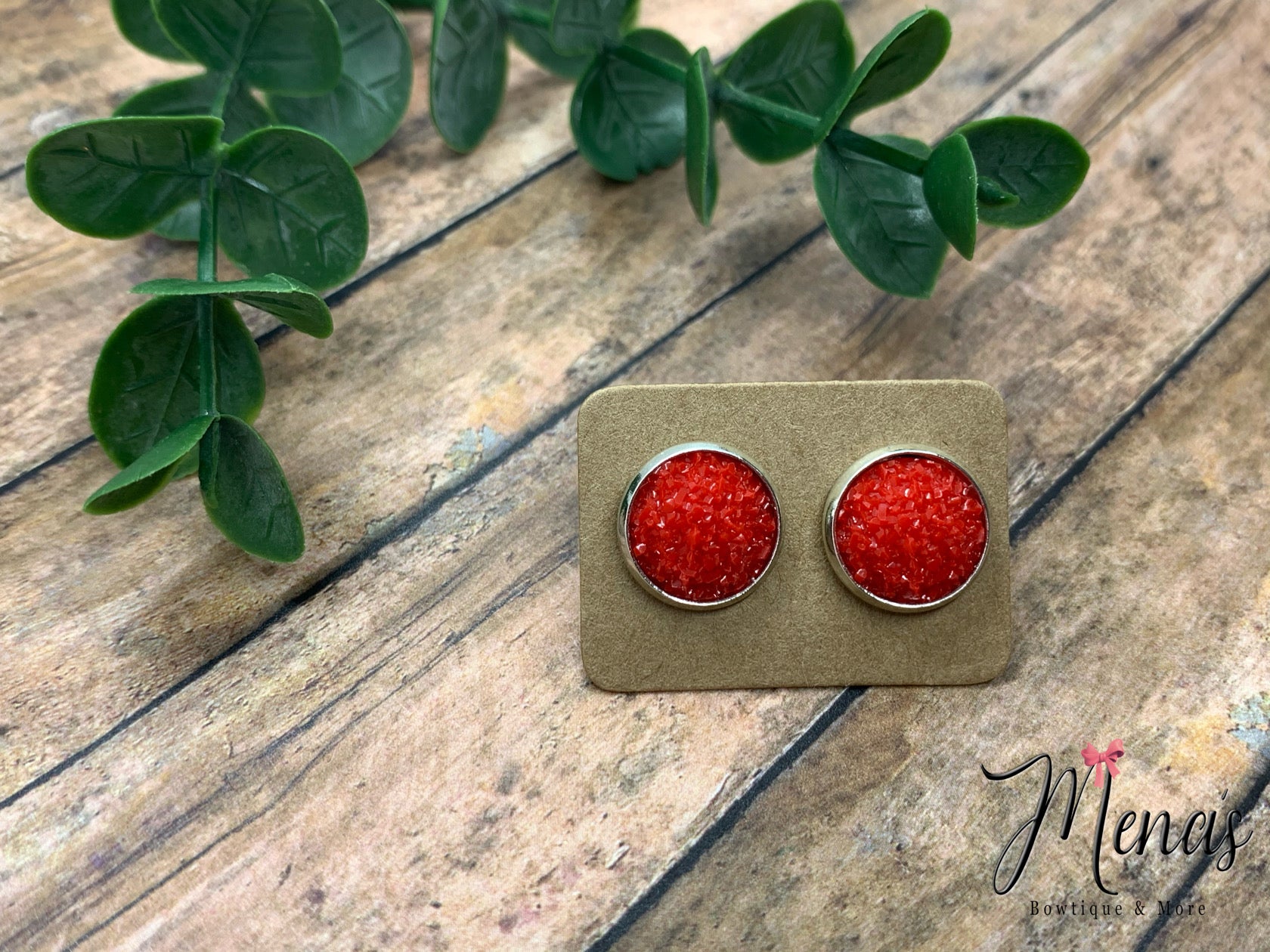 Red Druzzy Earring Studs