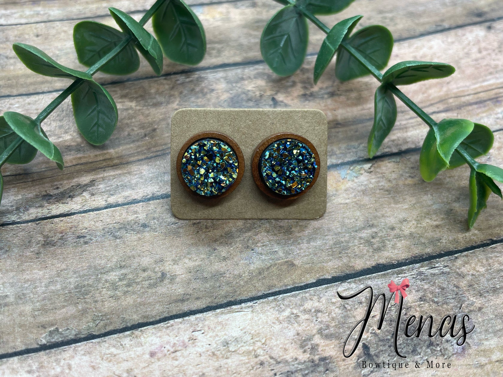 Moonlight Wooden Earring Studs