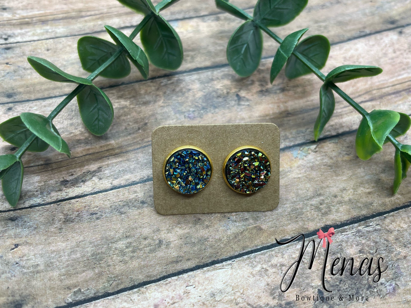 Moonlight Gold Druzzy Earring Studs