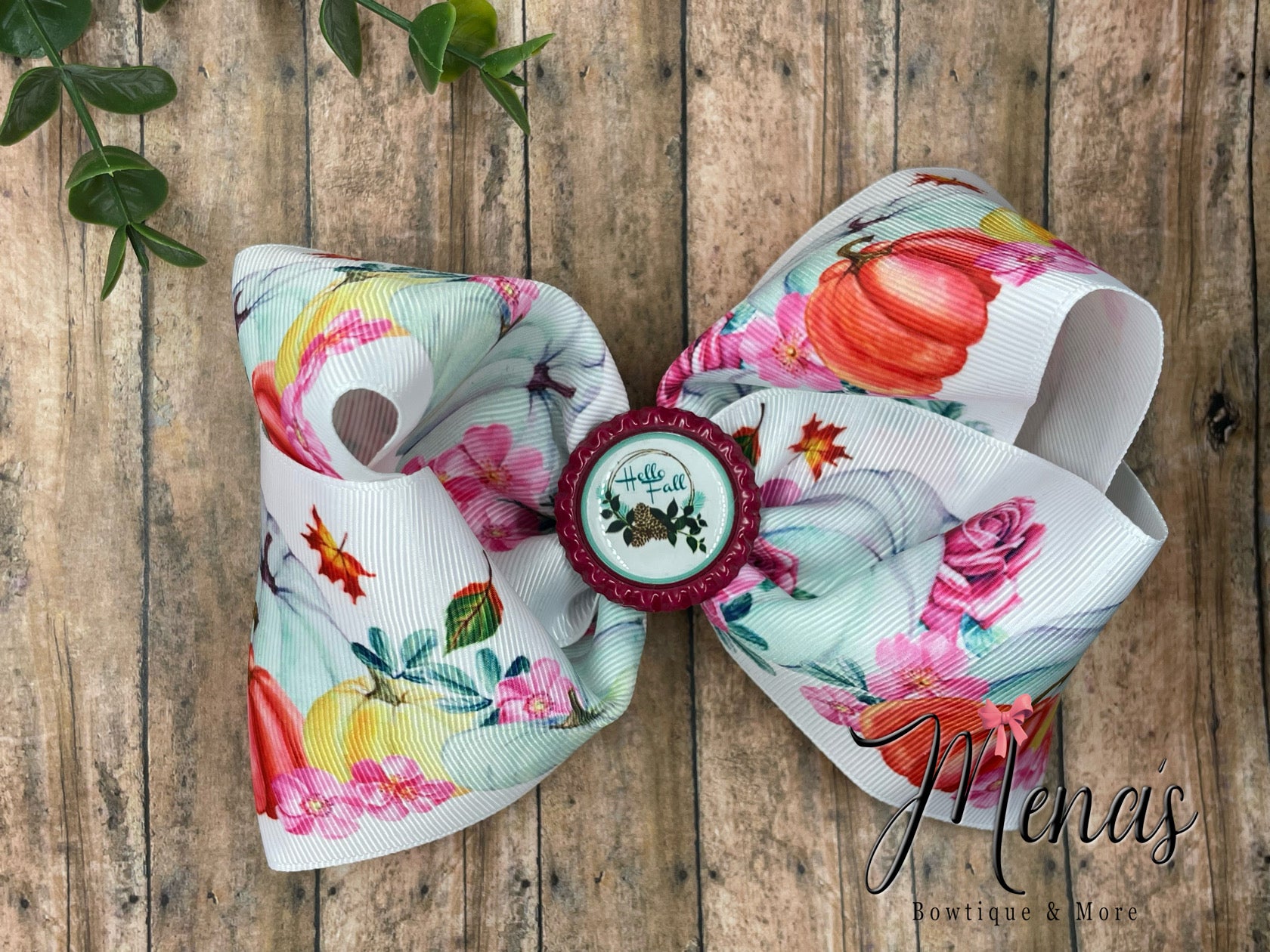Fall Pumpkin Floral Boutique Bow