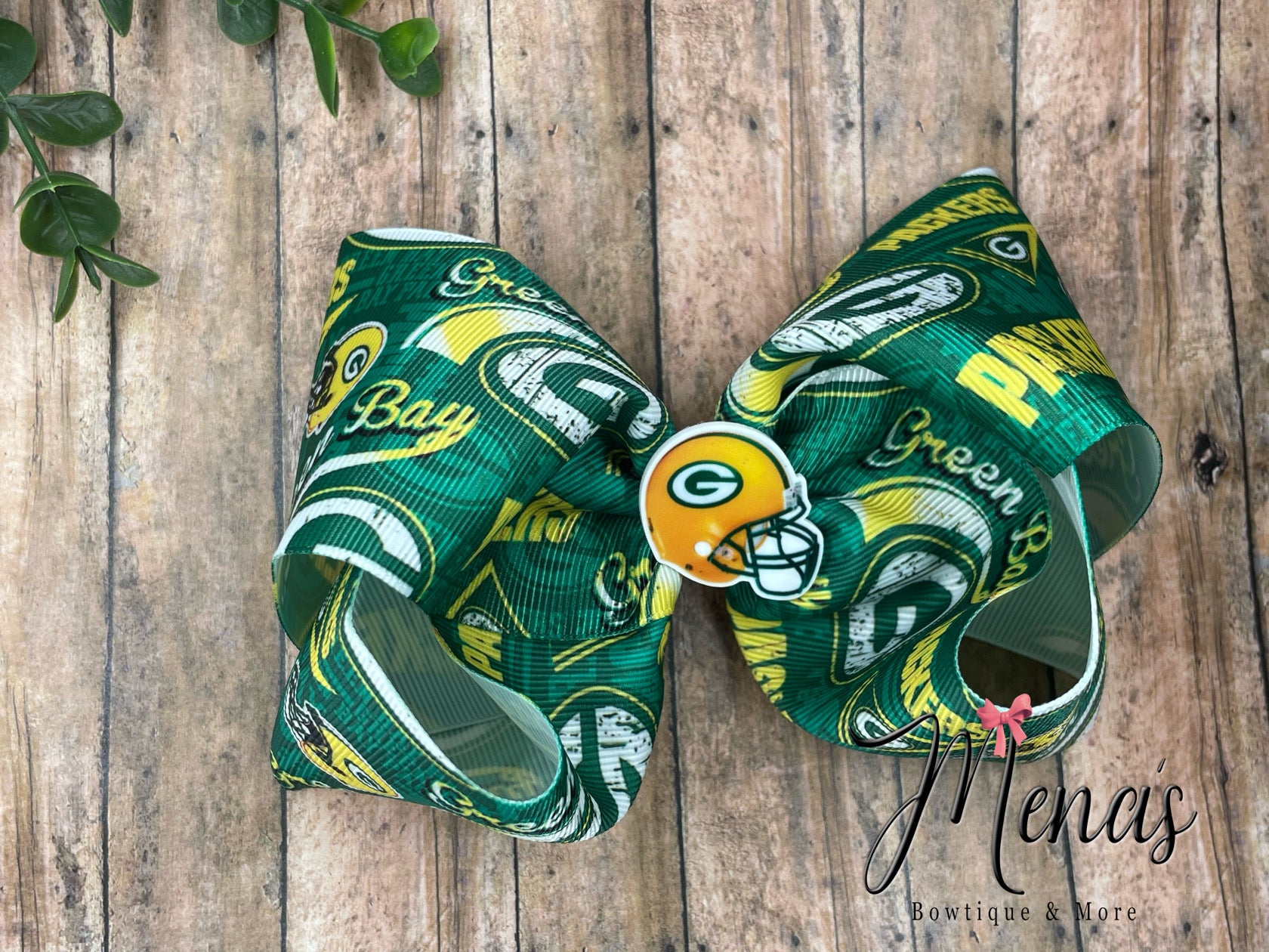 Green Team Helmet Inspired Boutique Bow