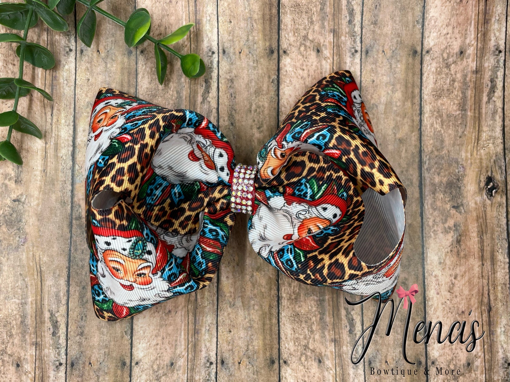 Santa Cheetah Boutique Bow